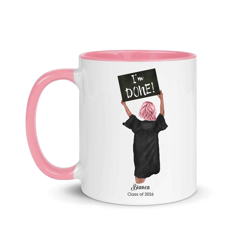 Personalized Graduation Girl – White Mug (Color/White) | Nickels Arcade