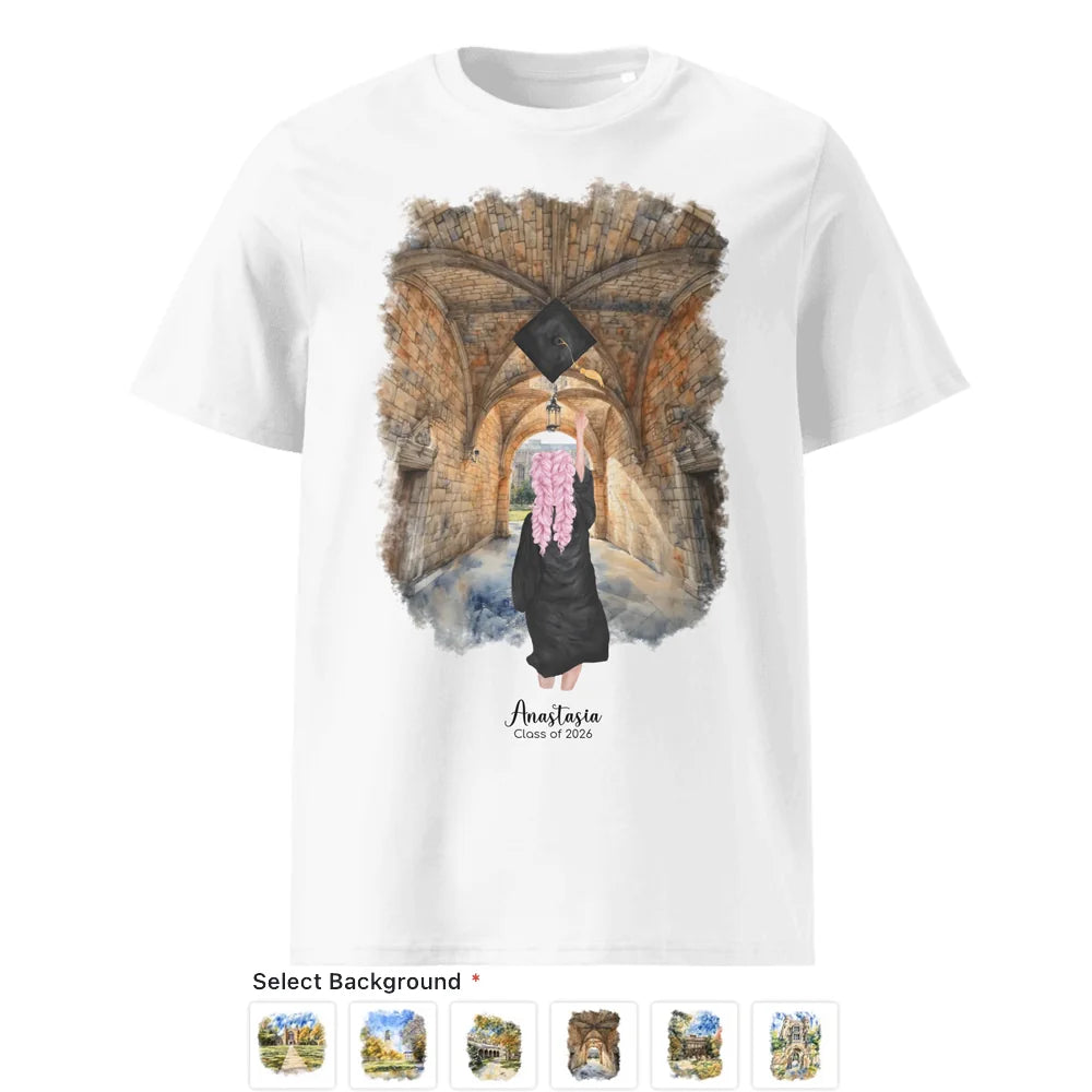 Personalized Graduation Girl – Organic Cotton T-Shirt | Central Campus