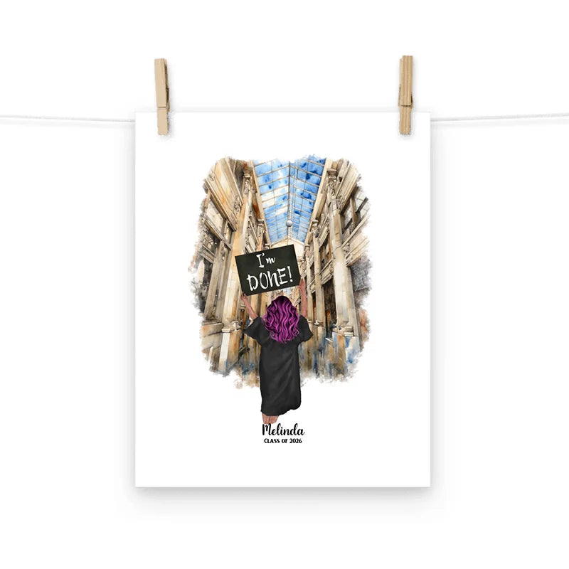 Personalized Graduation Girl – Premium Poster (Matte, Luster, Unframed, Framed) | Nickels Arcade