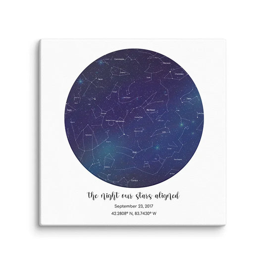 Personalized “The Night Our Stars Aligned” Star Map – Canvas Print | Gifts for Couples