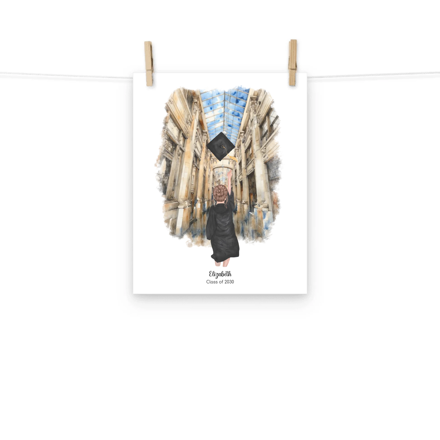 Personalized Graduation Girl – Premium Poster (Matte, Luster, Unframed, Framed) | Nickels Arcade