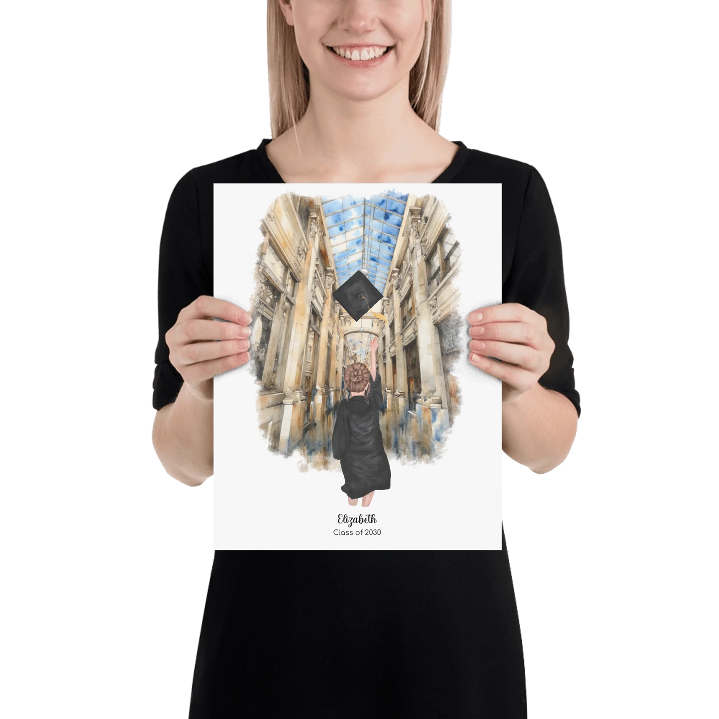 Personalized Graduation Girl – Premium Poster (Matte, Luster, Unframed, Framed) | Nickels Arcade