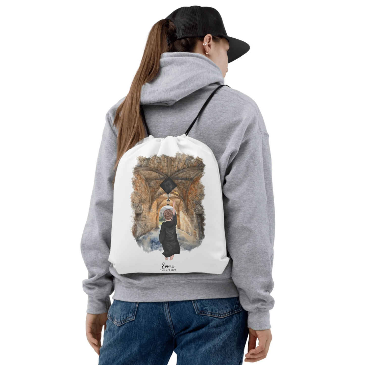Personalized Graduation Girl – Drawstring Bag | Central Campus