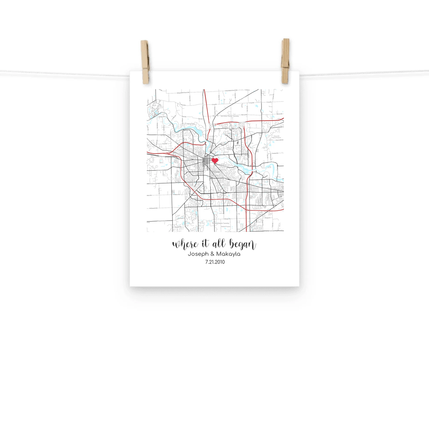 Personalized "Where It All Began" Map – Poster (Matte, Luster, Unframed, Framed) | Gifts for Couples