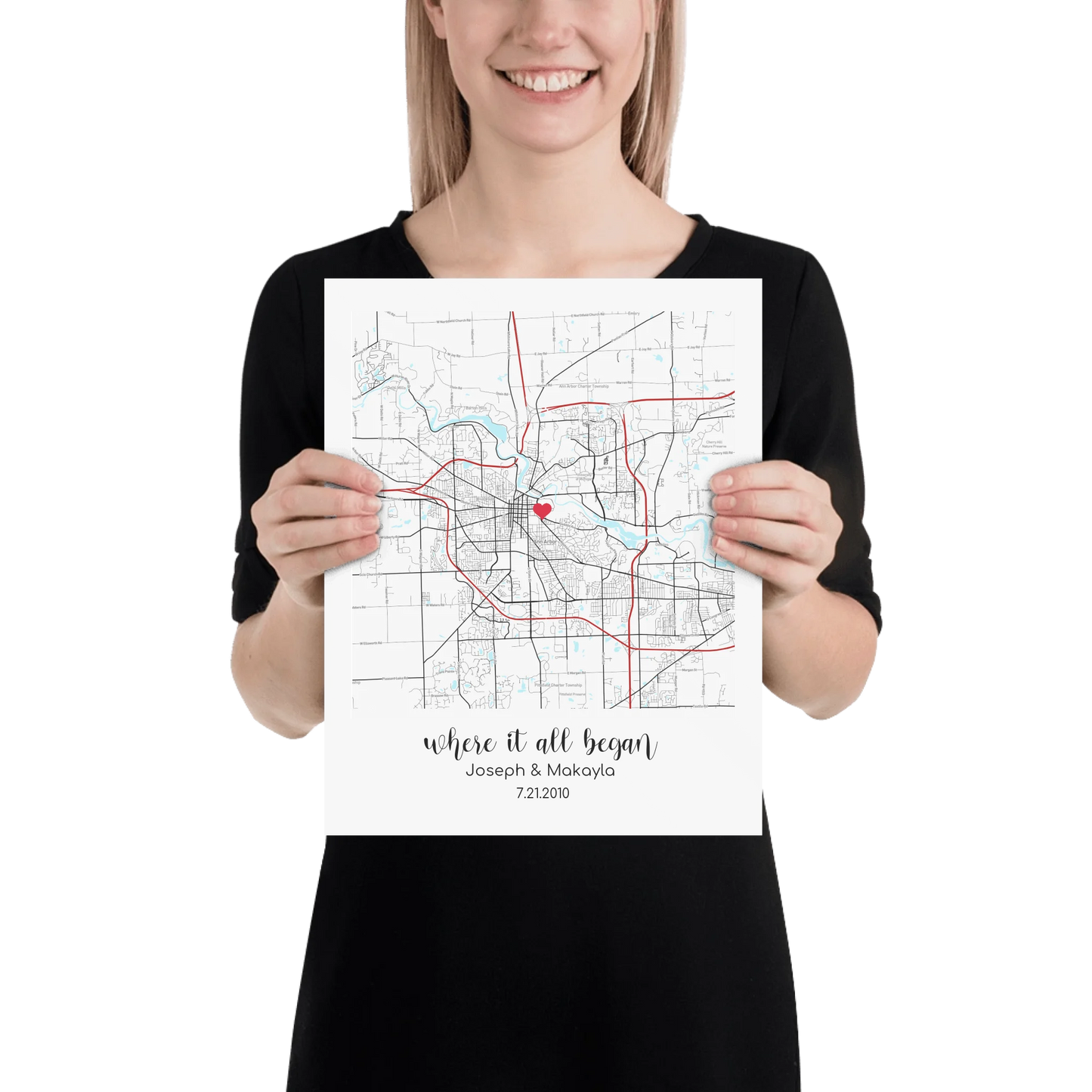 Personalized "Where It All Began" Map – Poster (Matte, Luster, Unframed, Framed) | Gifts for Couples