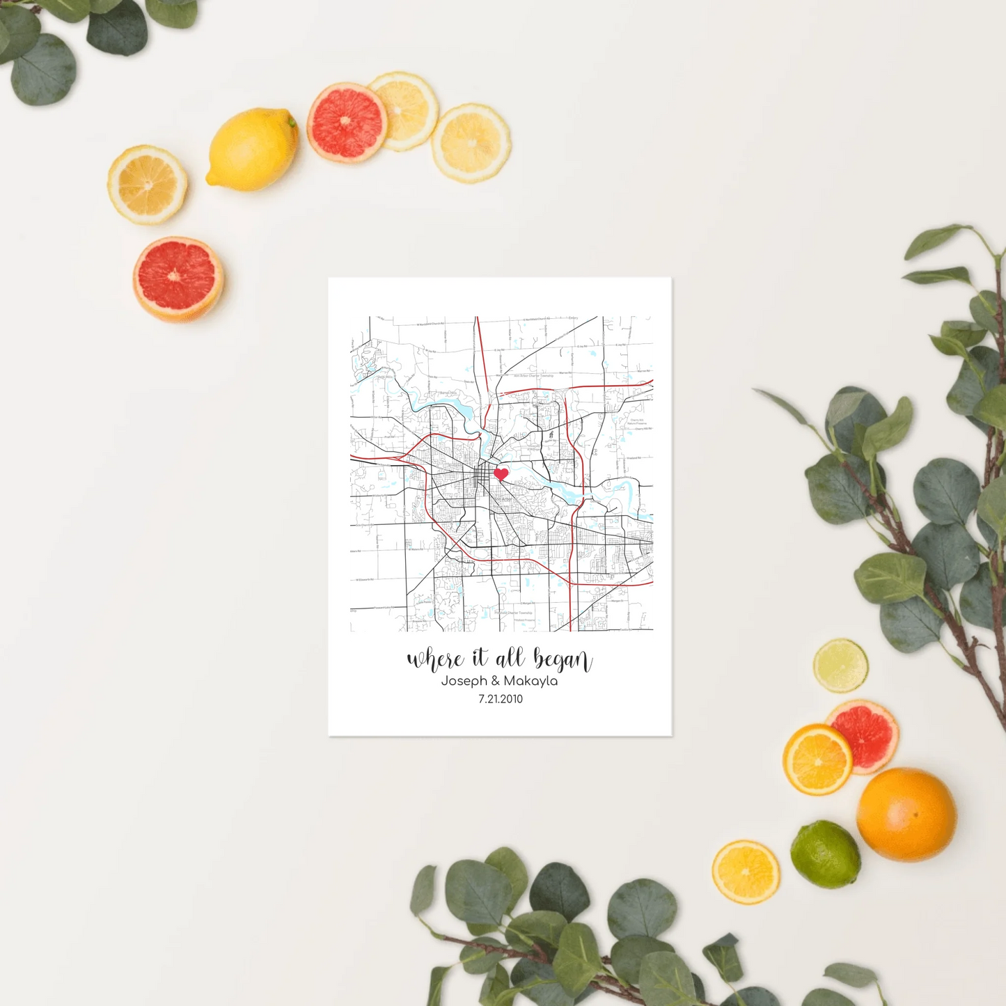Personalized "Where It All Began" Map – Poster (Matte, Luster, Unframed, Framed) | Gifts for Couples