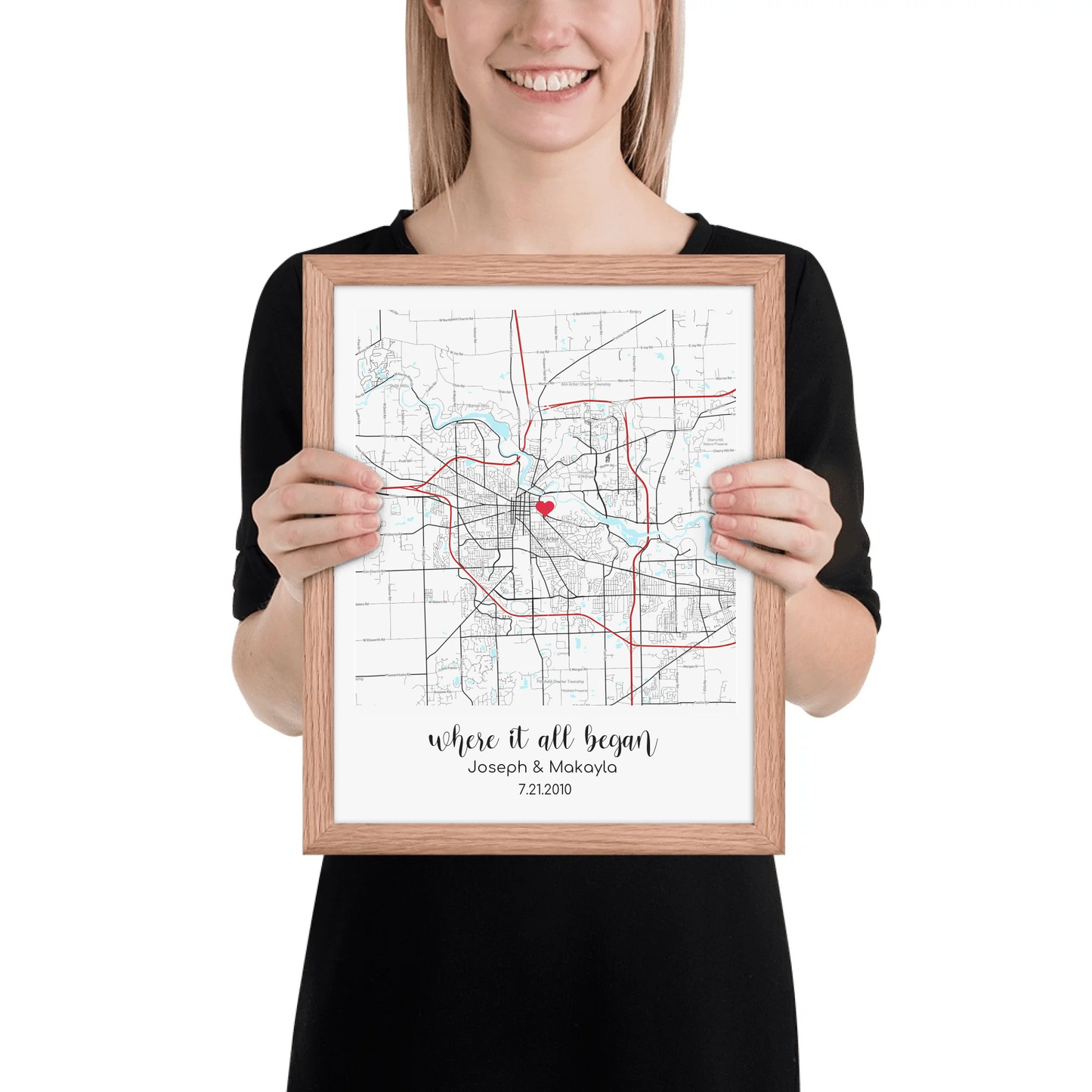 Personalized "Where It All Began" Map – Poster (Matte, Luster, Unframed, Framed) | Gifts for Couples