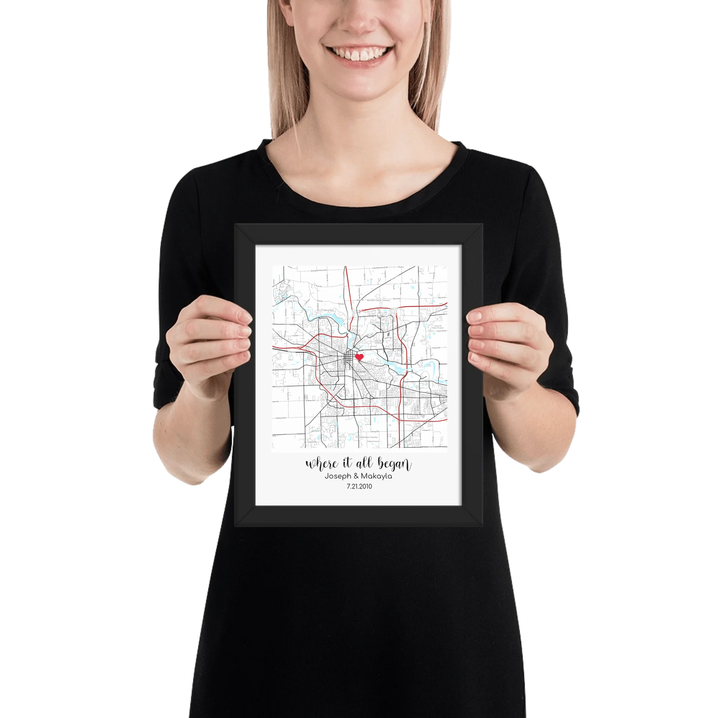 Personalized "Where It All Began" Map – Poster (Matte, Luster, Unframed, Framed) | Gifts for Couples