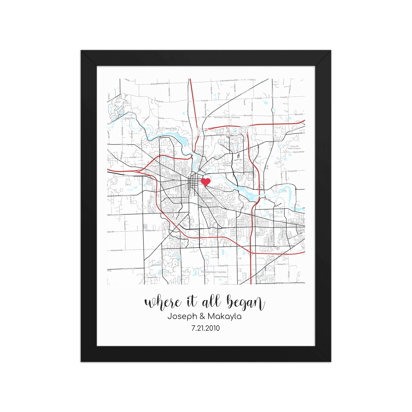 Personalized "Where It All Began" Map – Poster (Matte, Luster, Unframed, Framed) | Gifts for Couples