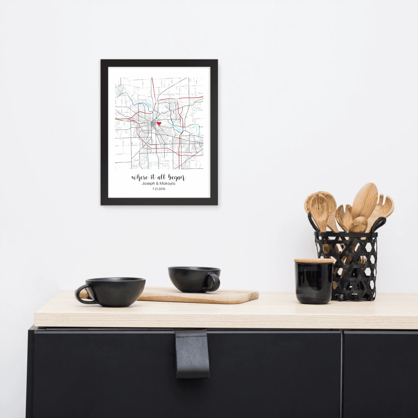 Personalized "Where It All Began" Map – Poster (Matte, Luster, Unframed, Framed) | Gifts for Couples