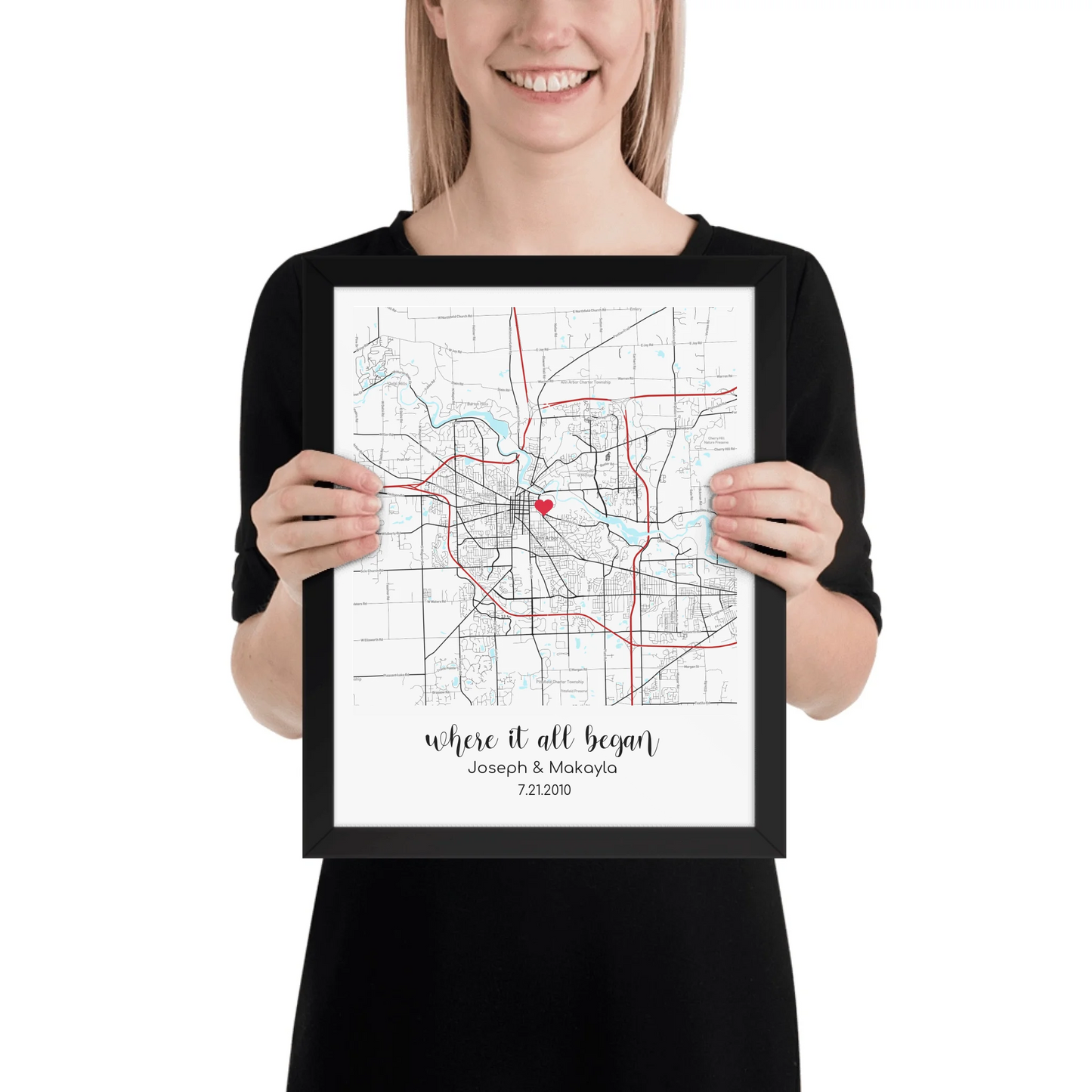 Personalized "Where It All Began" Map – Poster (Matte, Luster, Unframed, Framed) | Gifts for Couples