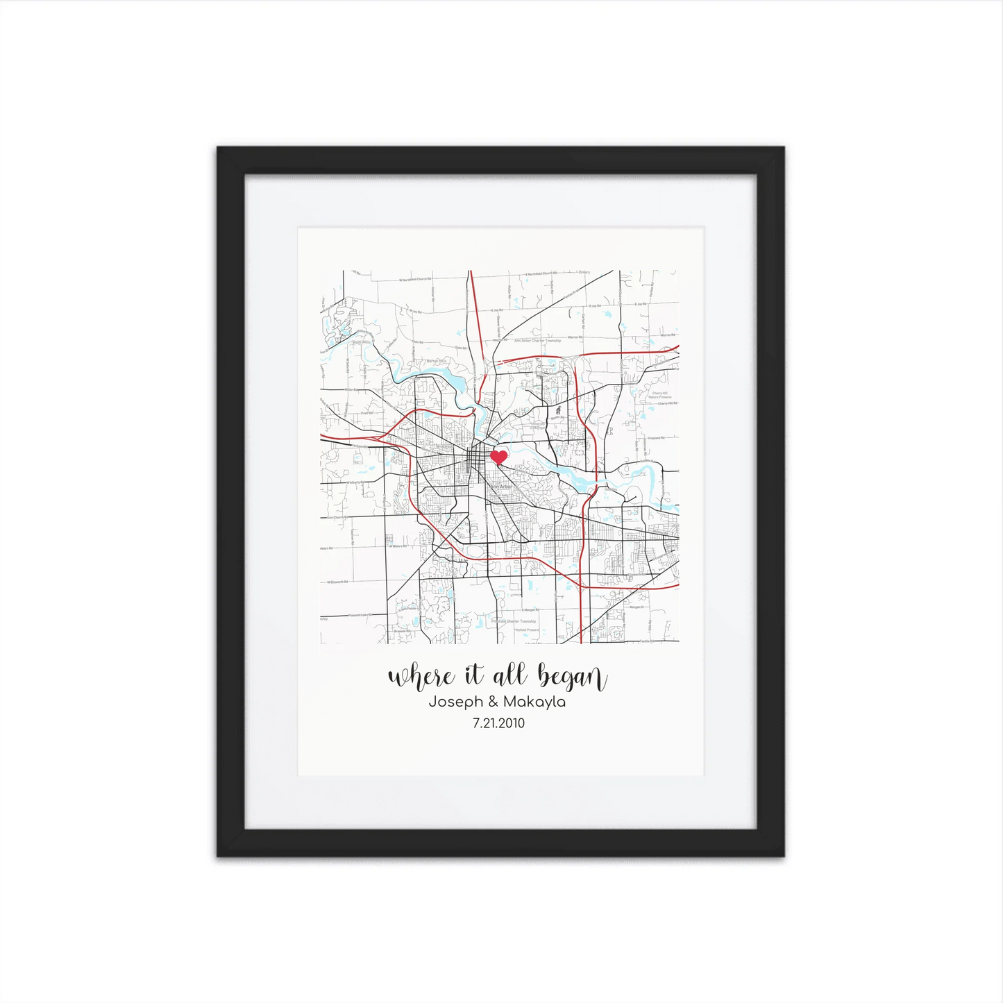 Personalized "Where It All Began" Map – Poster (Matte, Luster, Unframed, Framed) | Gifts for Couples