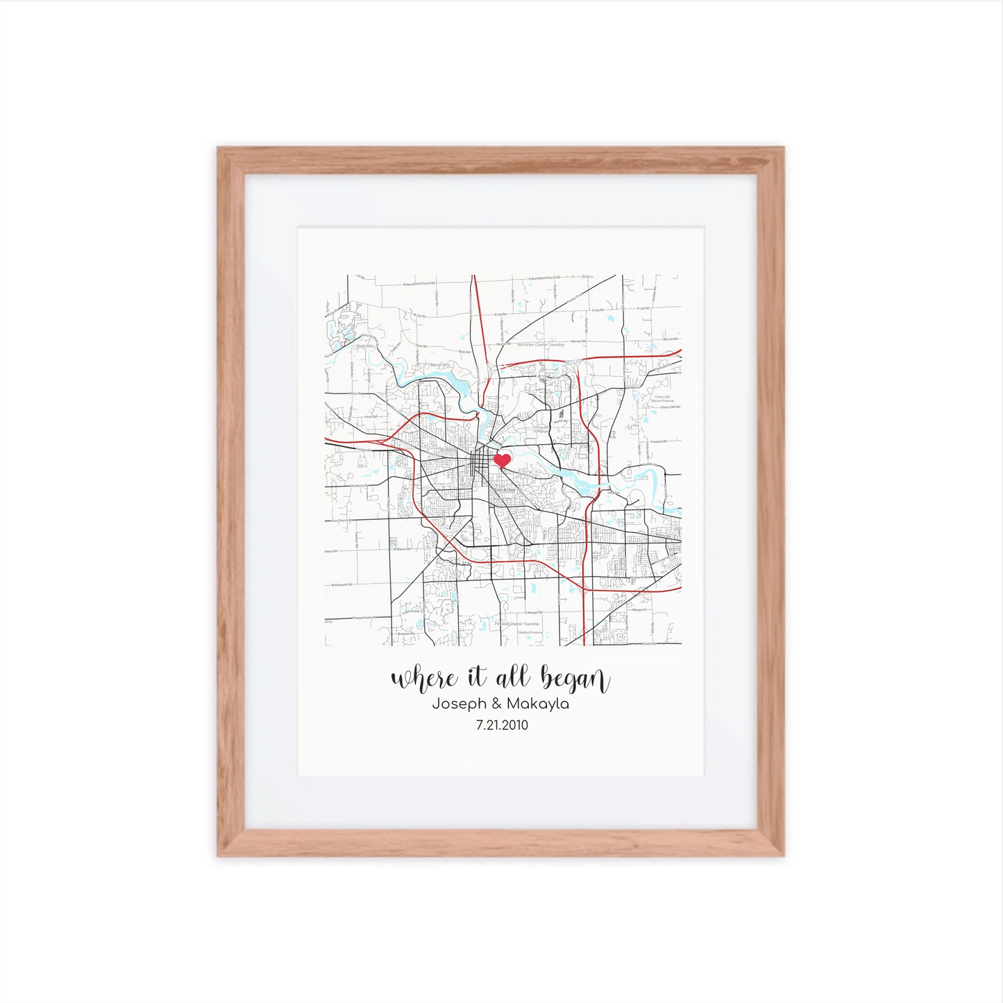 Personalized "Where It All Began" Map – Poster (Matte, Luster, Unframed, Framed) | Gifts for Couples