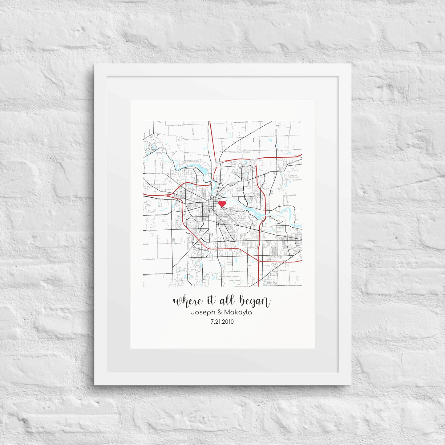 Personalized "Where It All Began" Map – Poster (Matte, Luster, Unframed, Framed) | Gifts for Couples