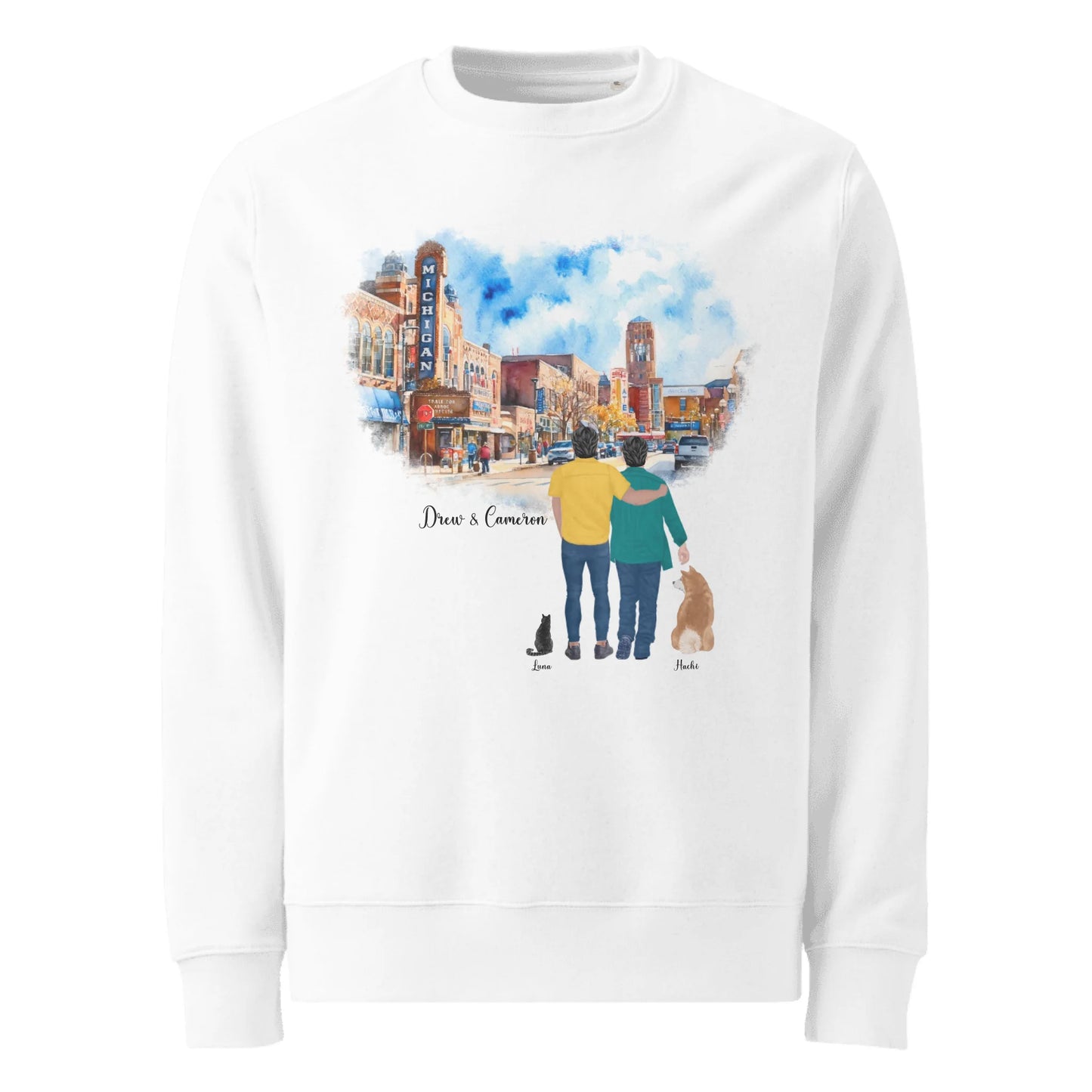 Personalized Male Duo – Eco-Friendly Sweatshirt | Downtown Ann Arbor