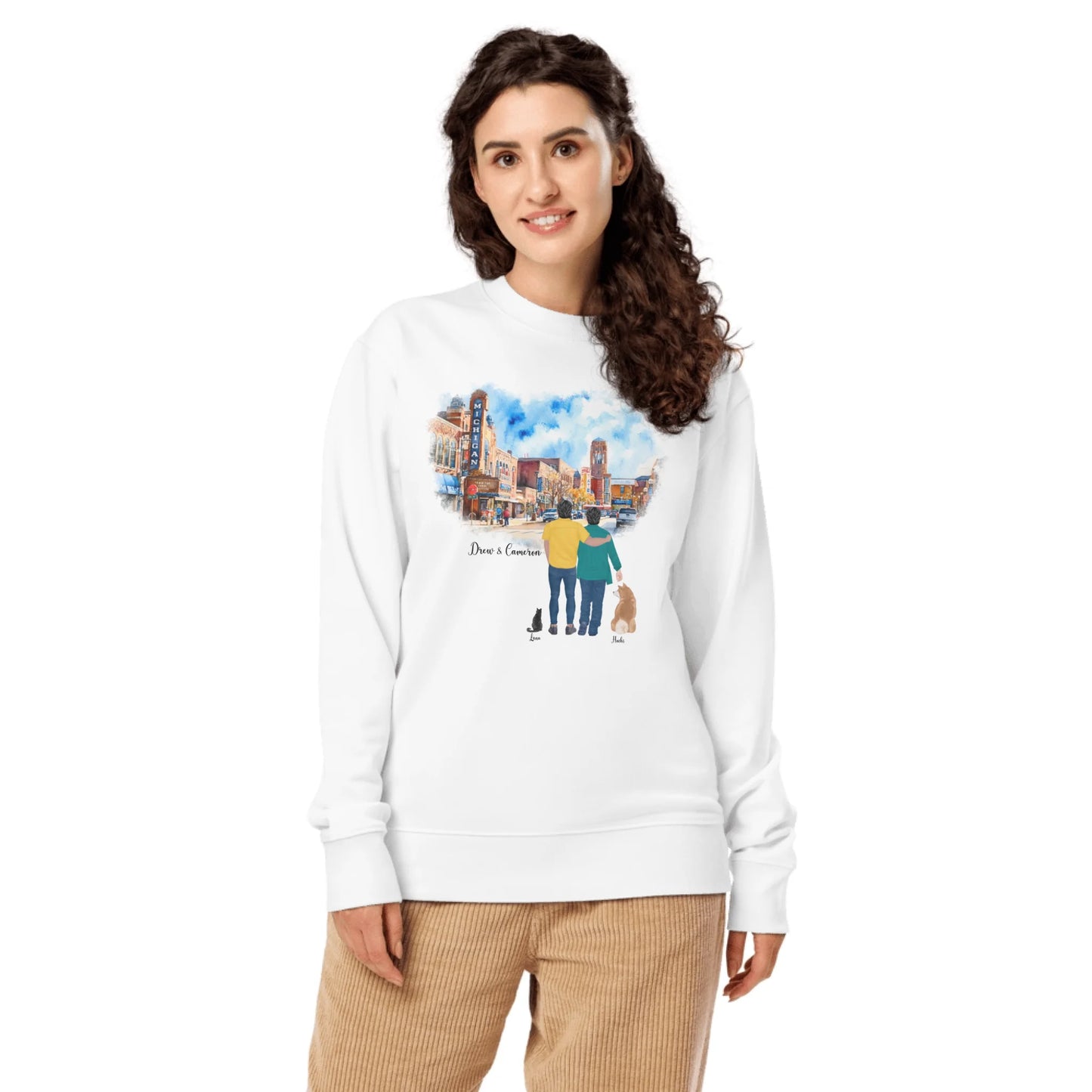 Personalized Male Duo – Eco-Friendly Sweatshirt | Downtown Ann Arbor
