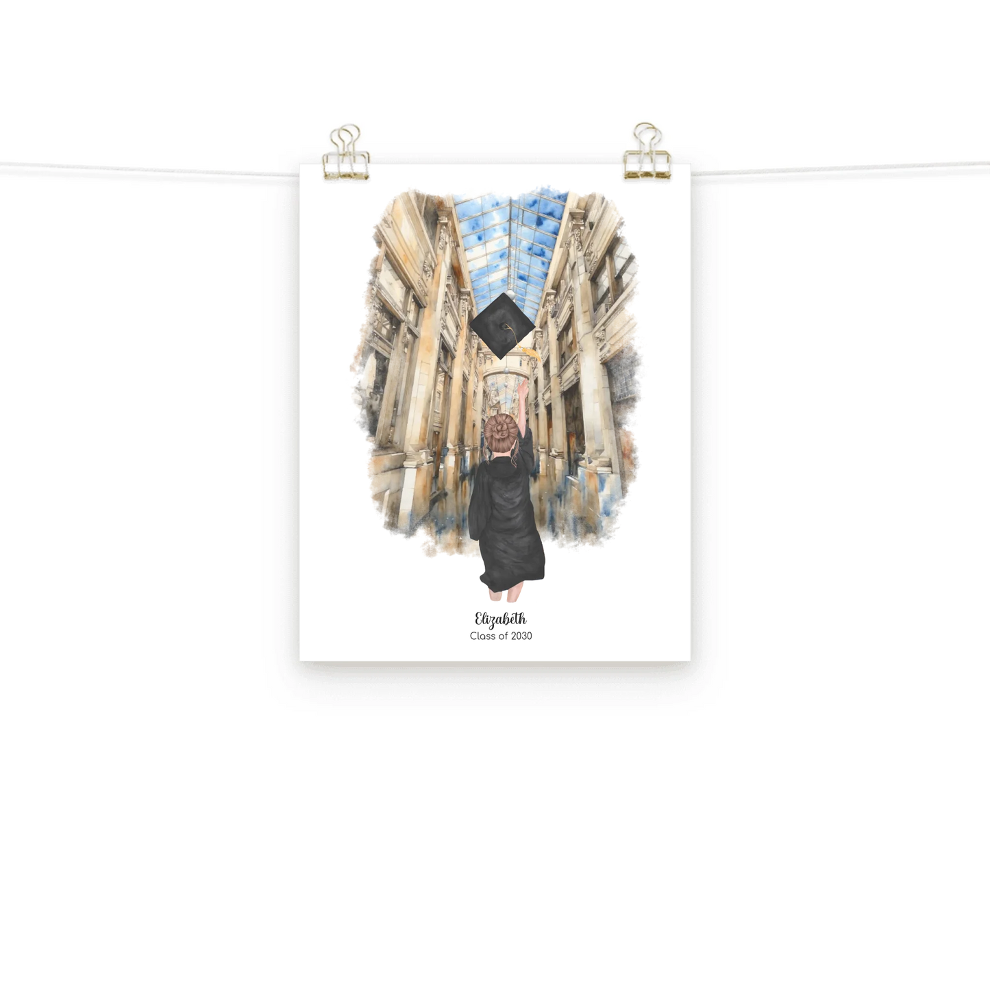 Personalized Graduation Girl – Premium Poster (Matte, Luster, Unframed, Framed) | Nickels Arcade