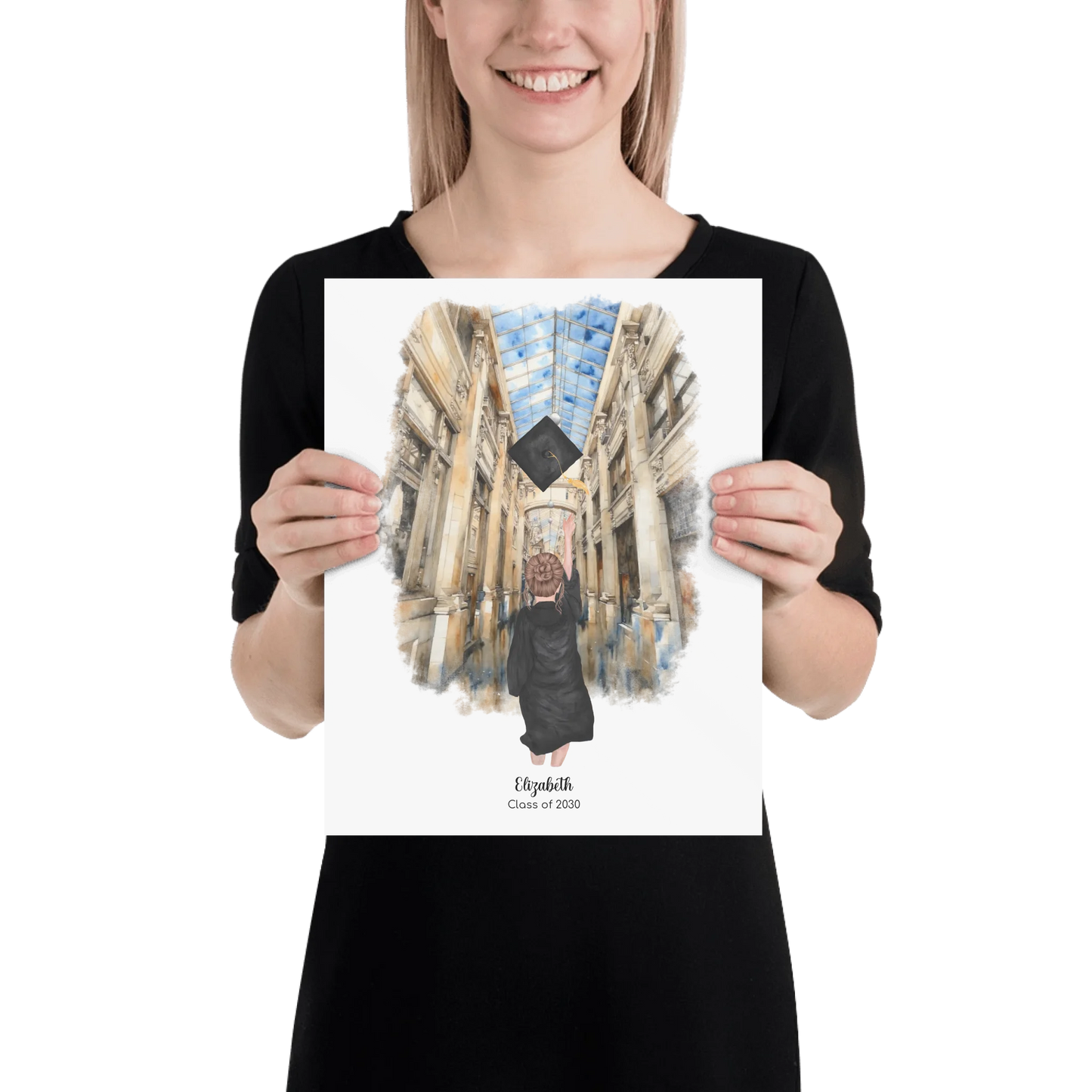 Personalized Graduation Girl – Premium Poster (Matte, Luster, Unframed, Framed) | Nickels Arcade