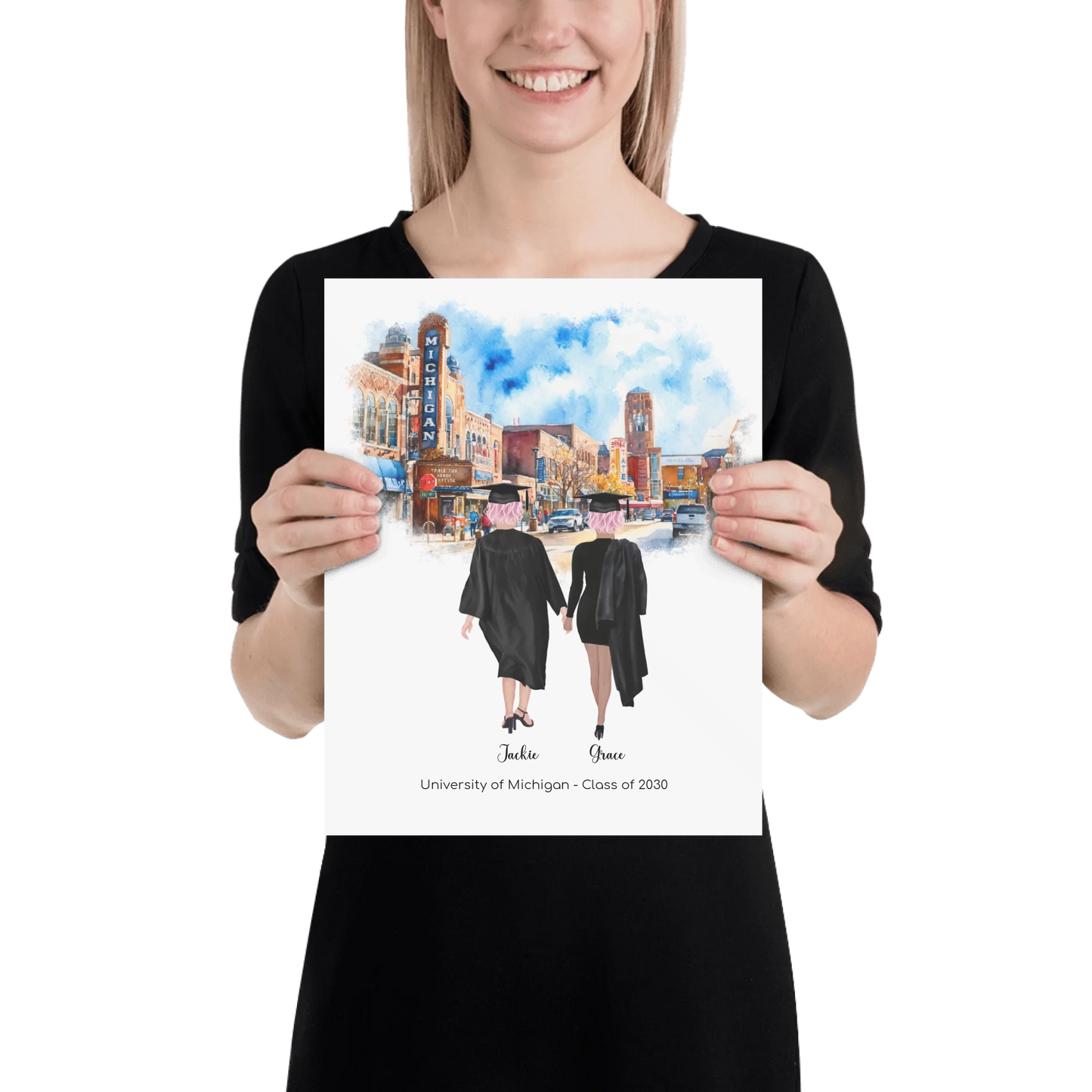 Personalized Graduation Best Friends – Premium (Matte, Luster, Unframed, Framed) Poster | Downtown Ann Arbor