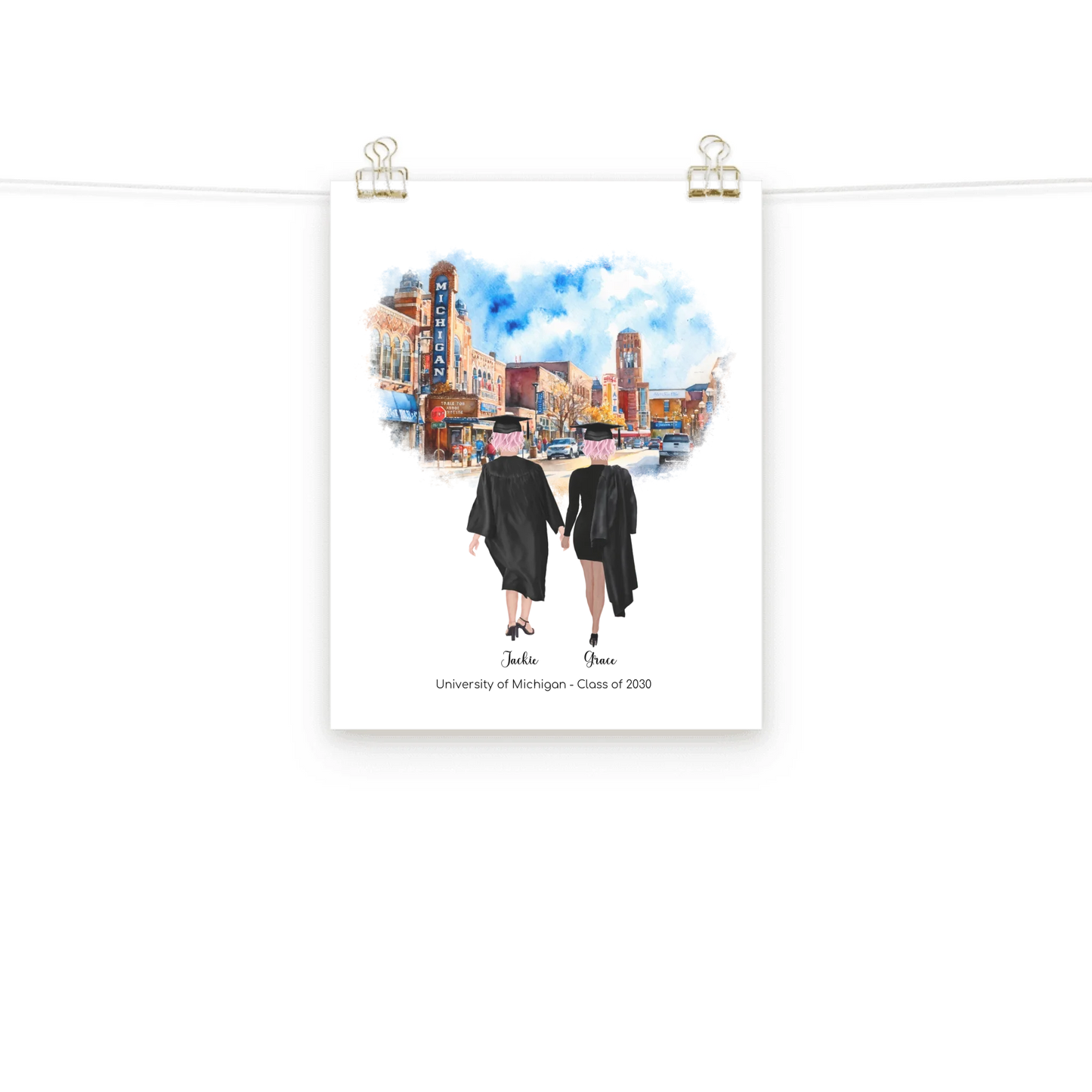 Personalized Graduation Best Friends – Premium (Matte, Luster, Unframed, Framed) Poster | Downtown Ann Arbor
