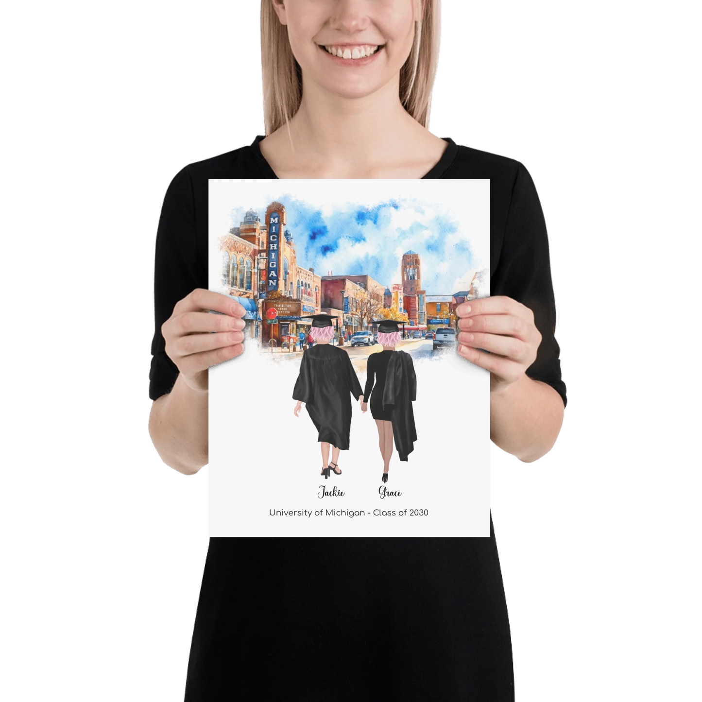 Personalized Graduation Best Friends – Premium (Matte, Luster, Unframed, Framed) Poster | Downtown Ann Arbor