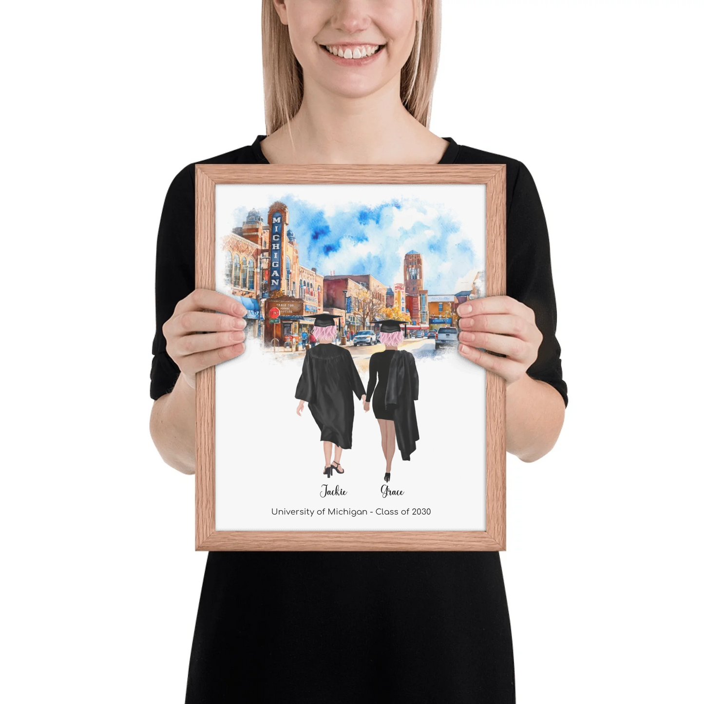 Personalized Graduation Best Friends – Premium (Matte, Luster, Unframed, Framed) Poster | Downtown Ann Arbor