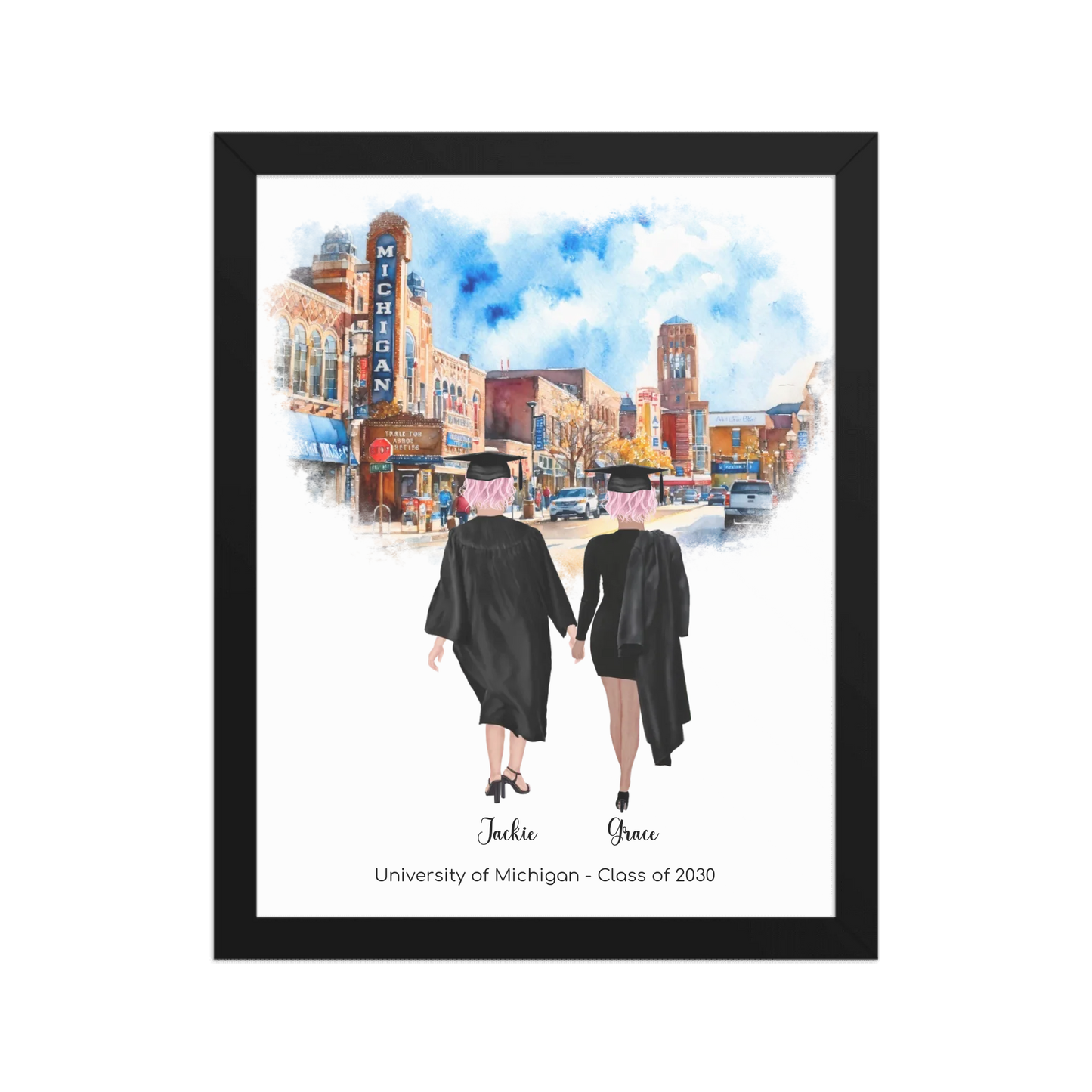 Personalized Graduation Best Friends – Premium (Matte, Luster, Unframed, Framed) Poster | Downtown Ann Arbor