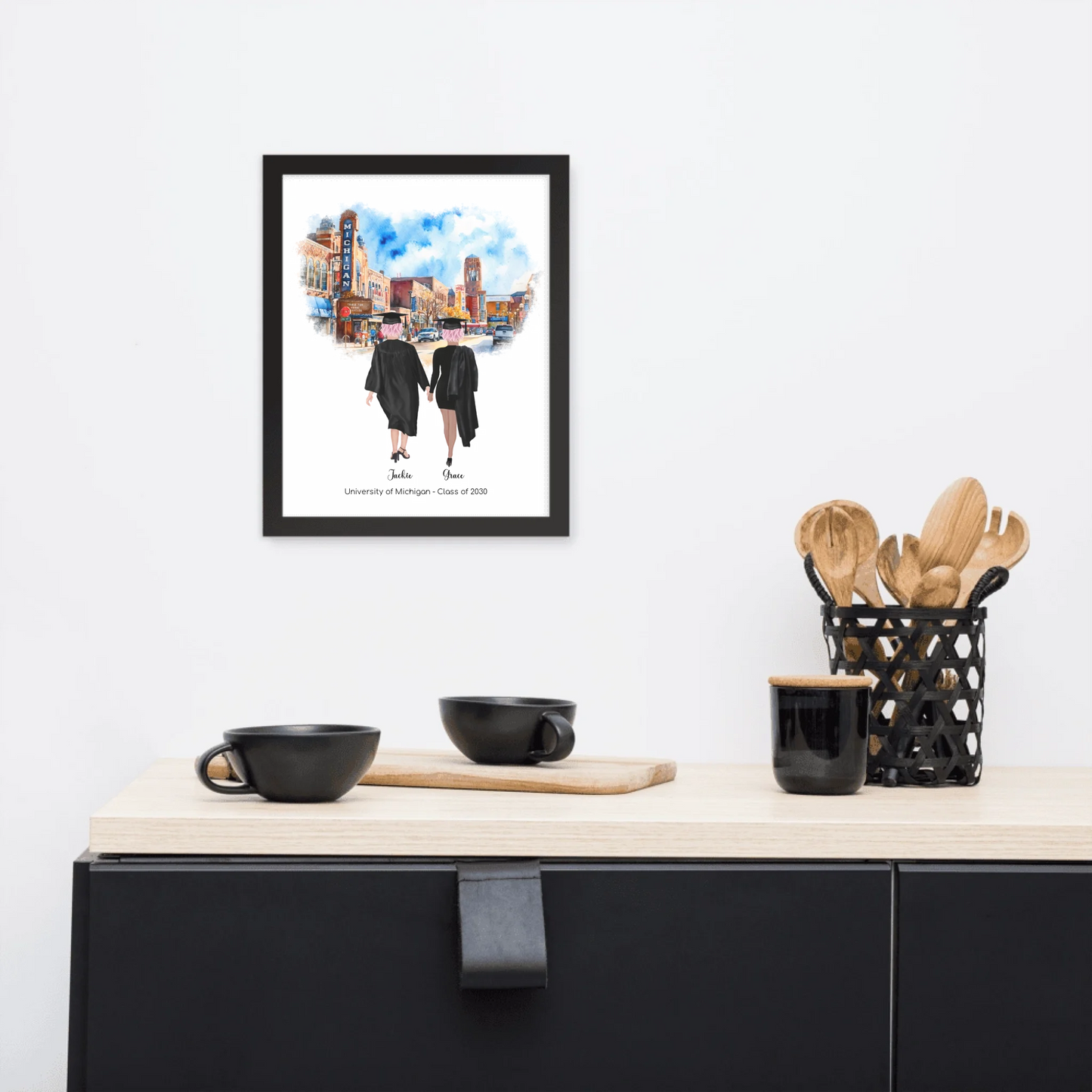 Personalized Graduation Best Friends – Premium (Matte, Luster, Unframed, Framed) Poster | Downtown Ann Arbor