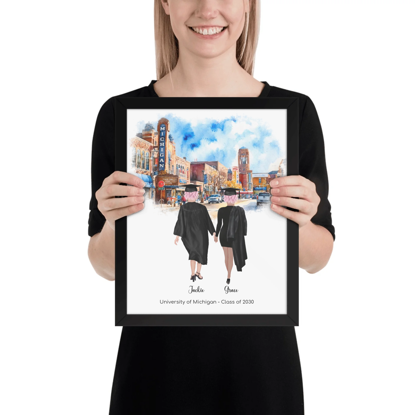 Personalized Graduation Best Friends – Premium (Matte, Luster, Unframed, Framed) Poster | Downtown Ann Arbor