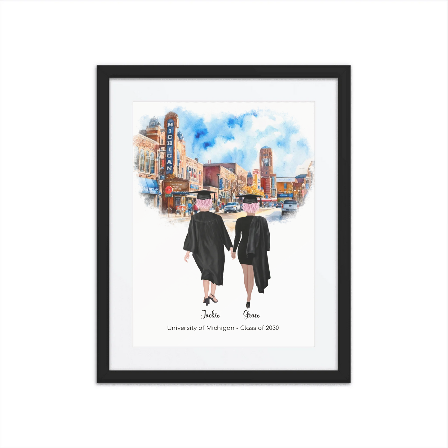 Personalized Graduation Best Friends – Premium (Matte, Luster, Unframed, Framed) Poster | Downtown Ann Arbor