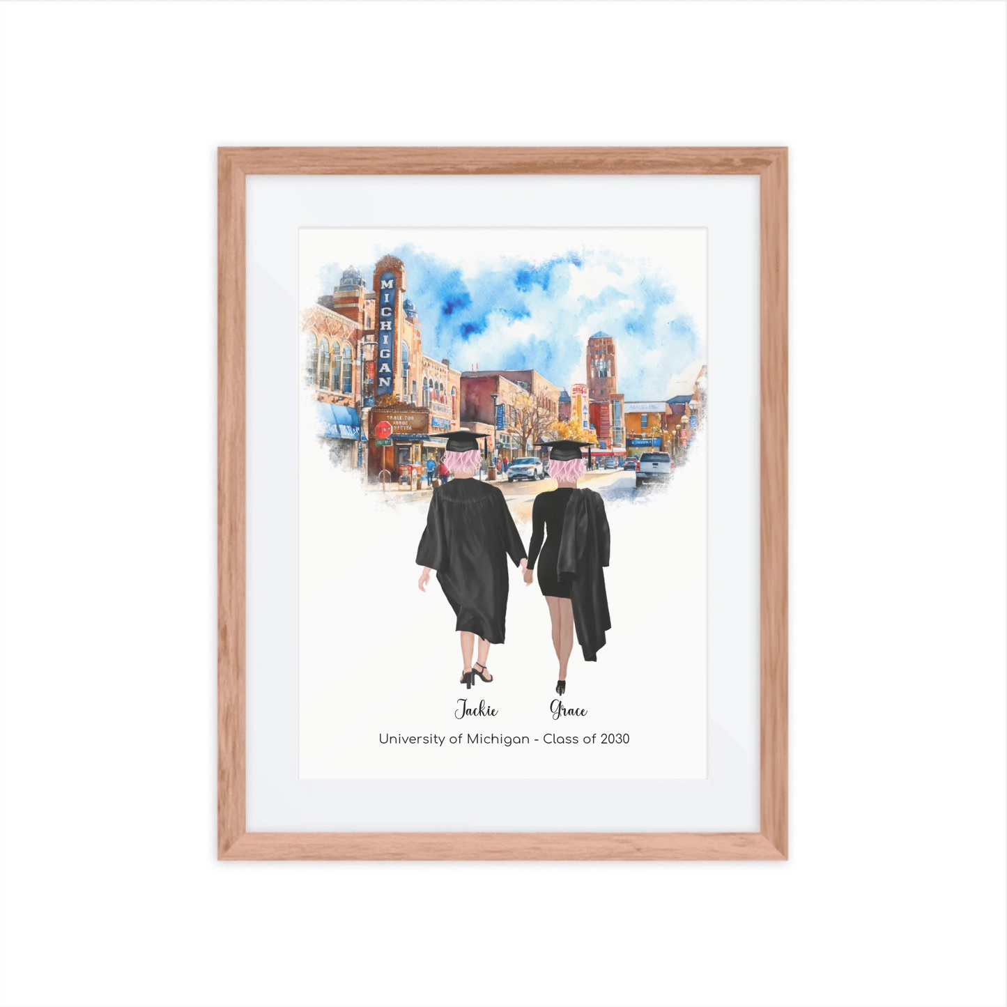 Personalized Graduation Best Friends – Premium (Matte, Luster, Unframed, Framed) Poster | Downtown Ann Arbor