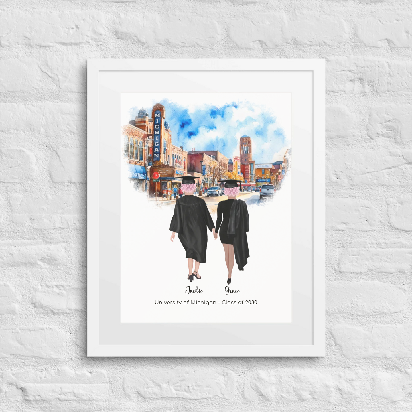 Personalized Graduation Best Friends – Premium (Matte, Luster, Unframed, Framed) Poster | Downtown Ann Arbor