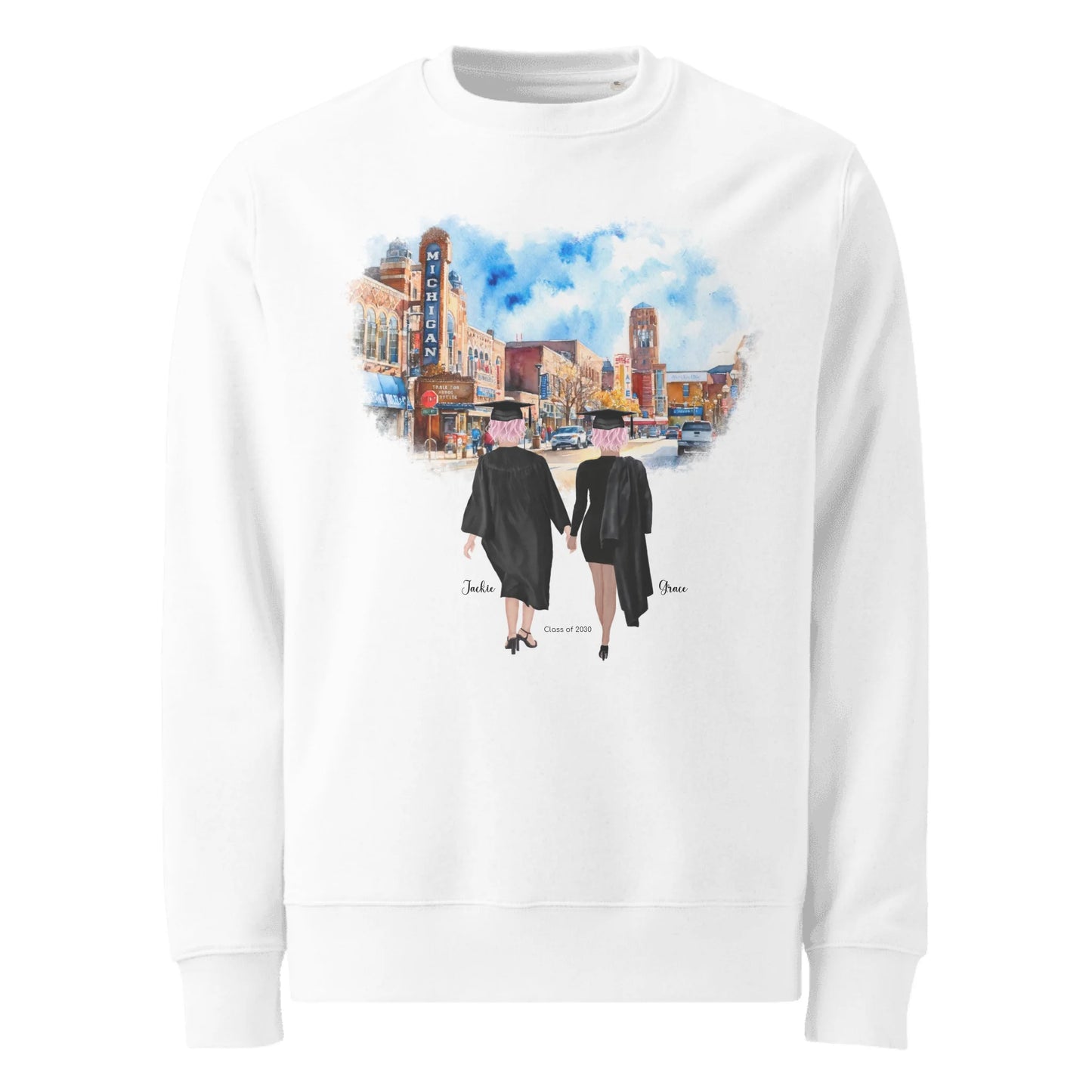 Personalized Graduation Best Friends – Eco-Friendly Sweatshirt | Downtown Ann Arbor