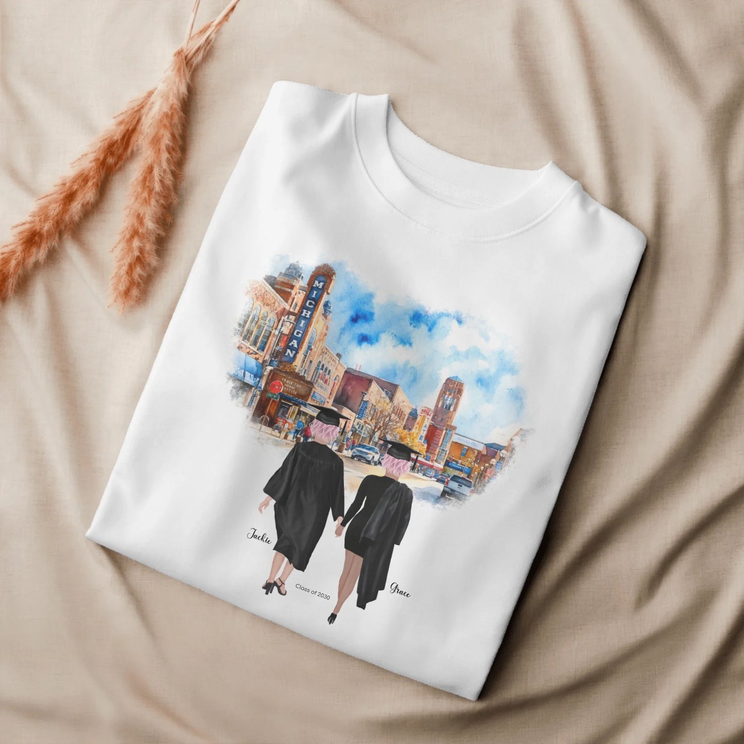Personalized Graduation Best Friends – Eco-Friendly Sweatshirt | Downtown Ann Arbor