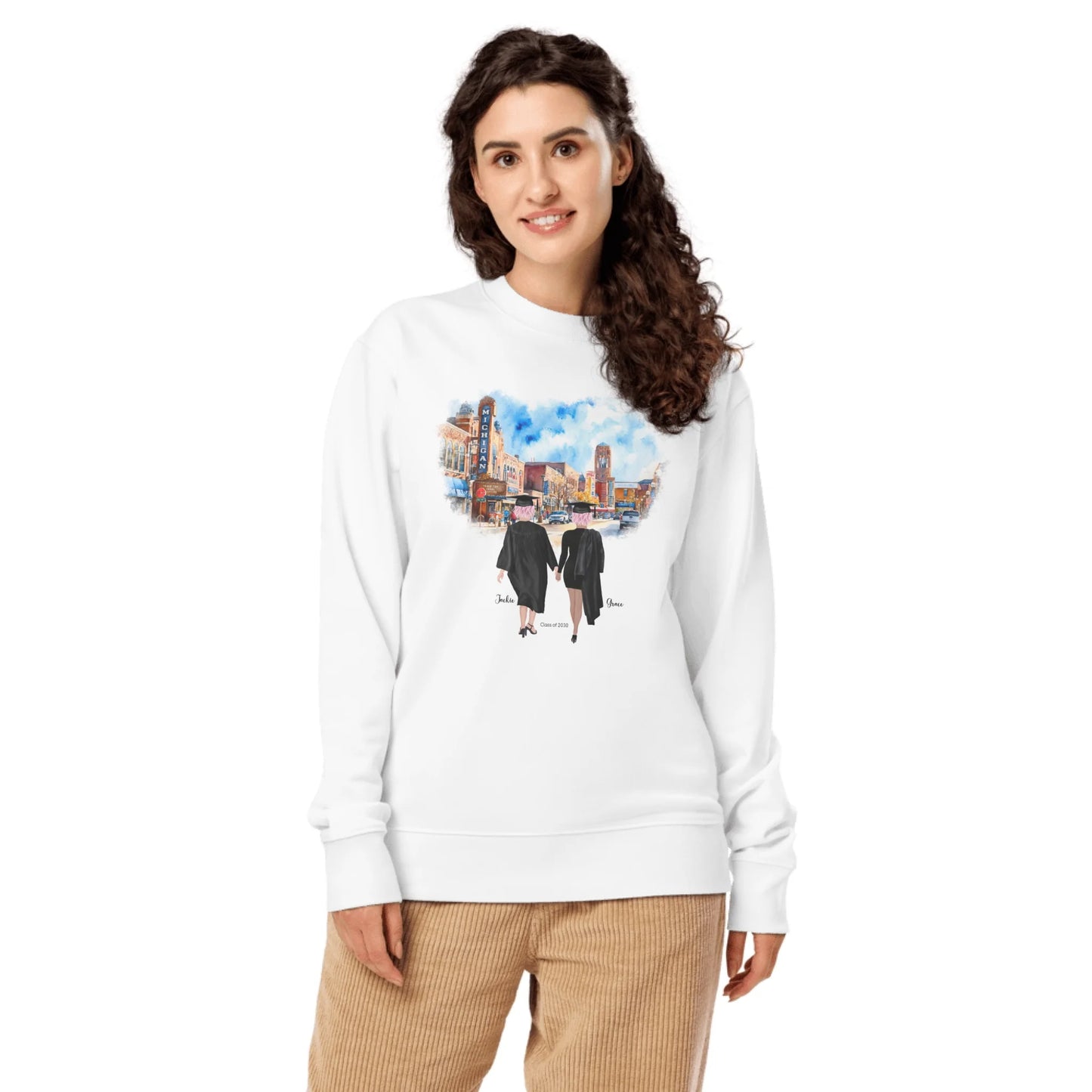 Personalized Graduation Best Friends – Eco-Friendly Sweatshirt | Downtown Ann Arbor