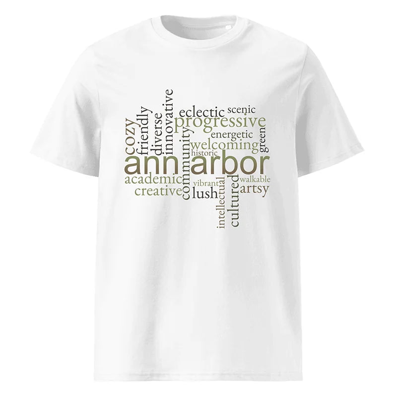 Personalized Ann Arbor Word Art – Organic Cotton T-Shirt