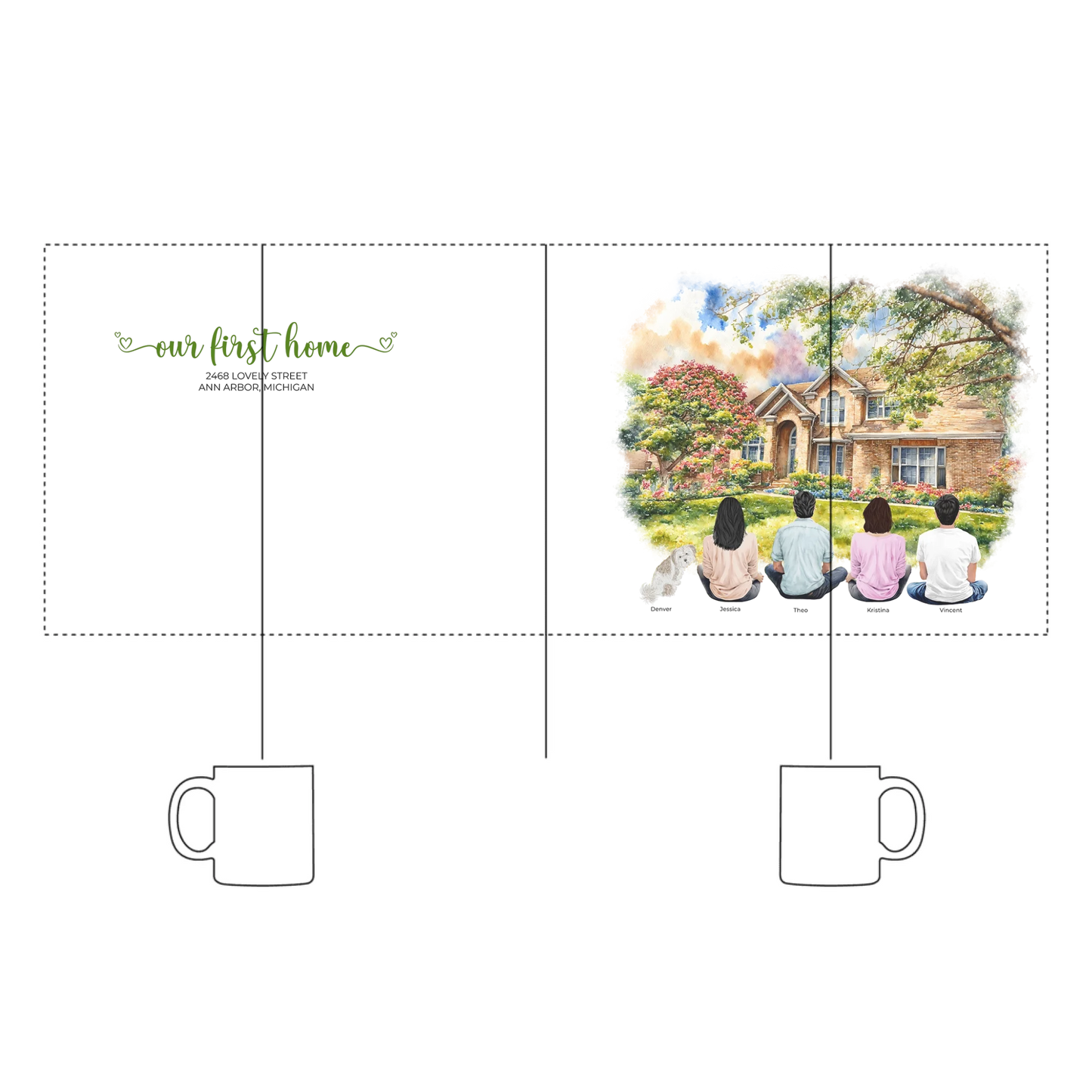 Personalized Watercolor Family Home | From Your Photos – Mug (Color/White)