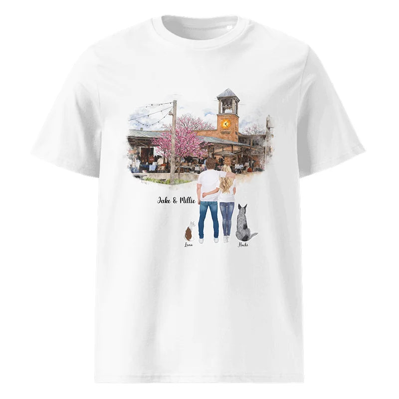 Personalized Couple & Pets – Organic Cotton T-Shirt | Kerrytown Ann Arbor