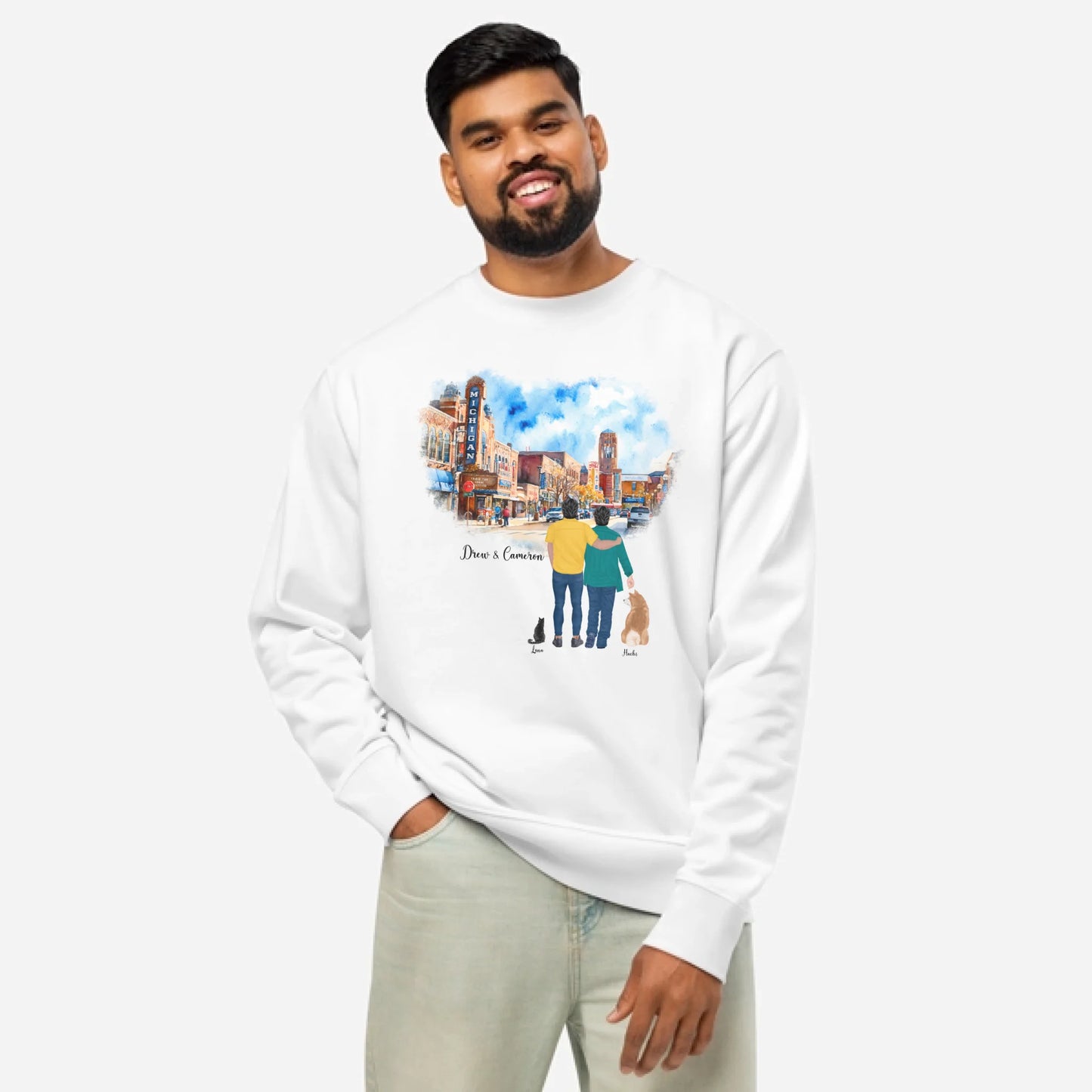 Personalized Male Duo – Eco-Friendly Sweatshirt | Downtown Ann Arbor