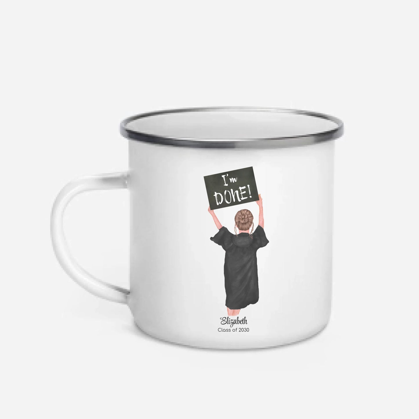 Personalized Graduation Girl – Enamel Mug | Nickels Arcade