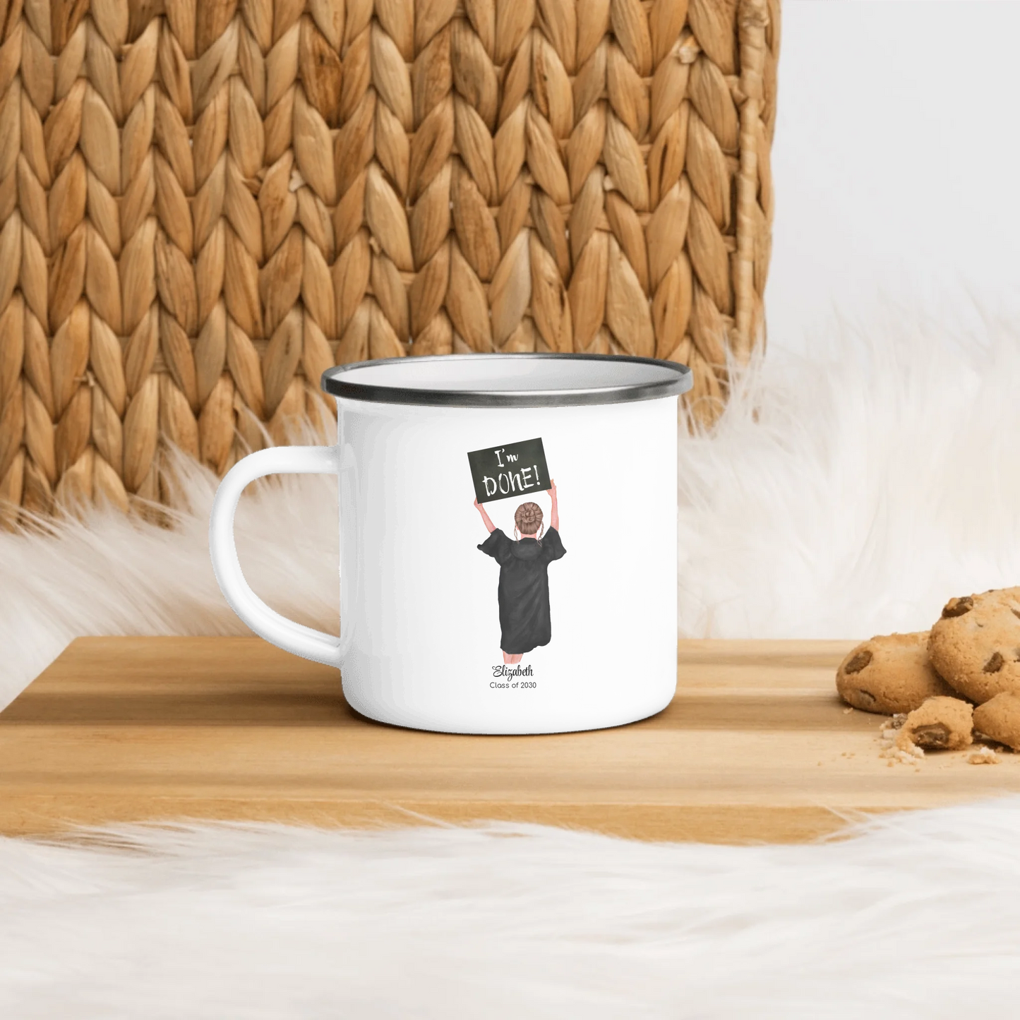 Personalized Graduation Girl – Enamel Mug | Nickels Arcade