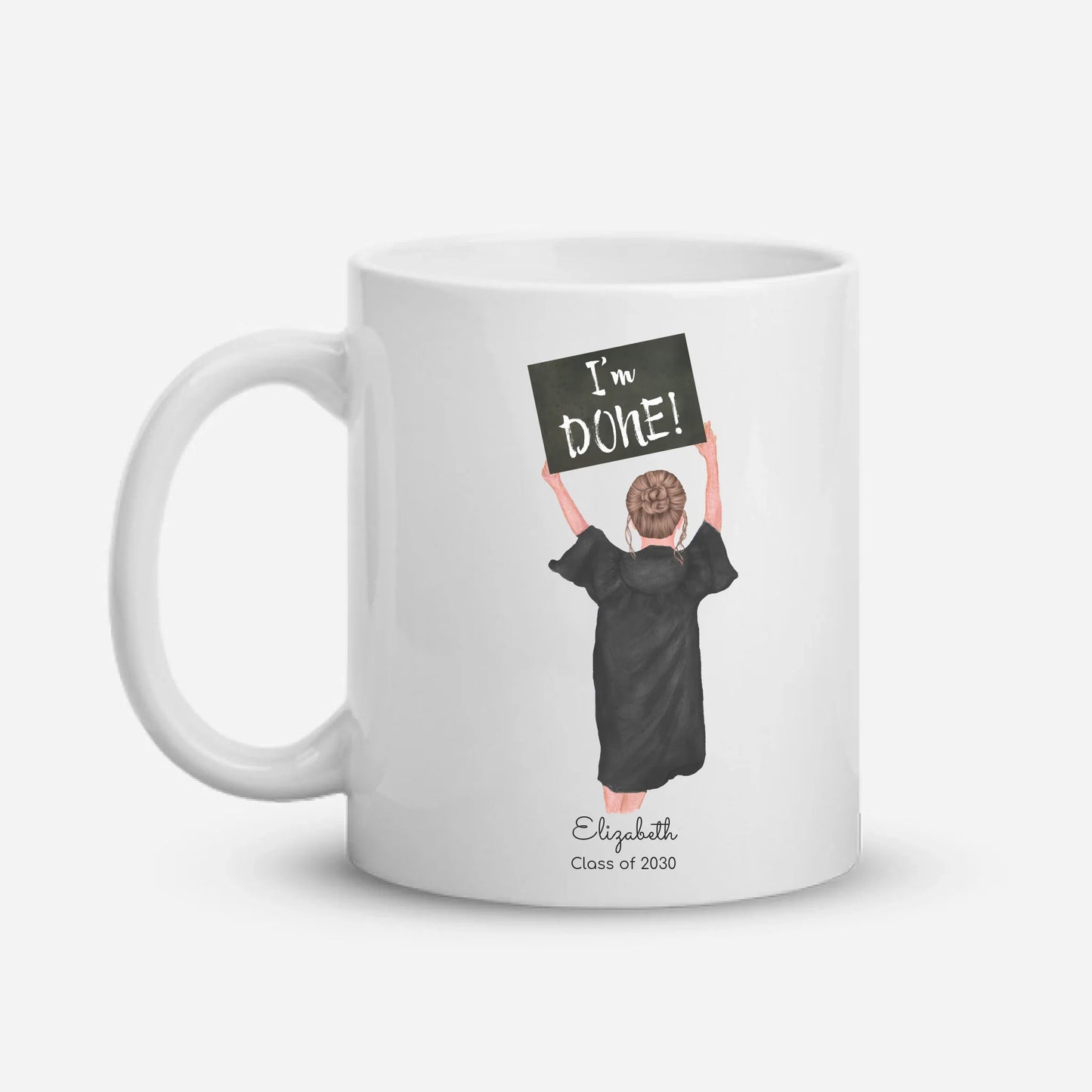 Personalized Graduation Girl – White Mug (Color/White) | Nickels Arcade