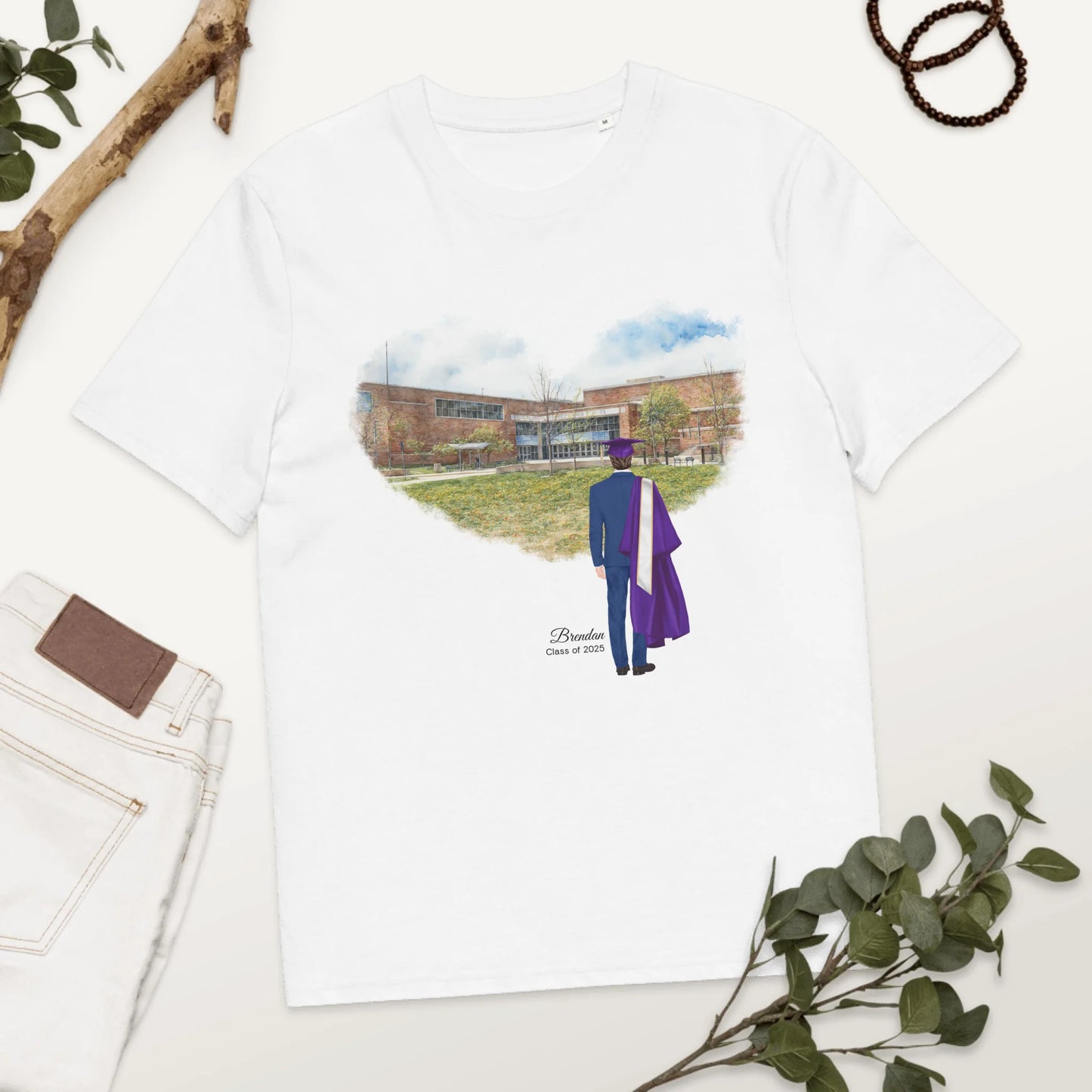 Personalized Graduation Guy – Organic Cotton T-Shirt | Ann Arbor Pioneer