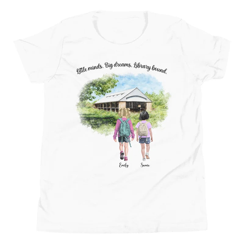 Personalized Library Buddies (Two Girls/Sisters) – Youth & Adult T-Shirts | Choose Your Ann Arbor Library