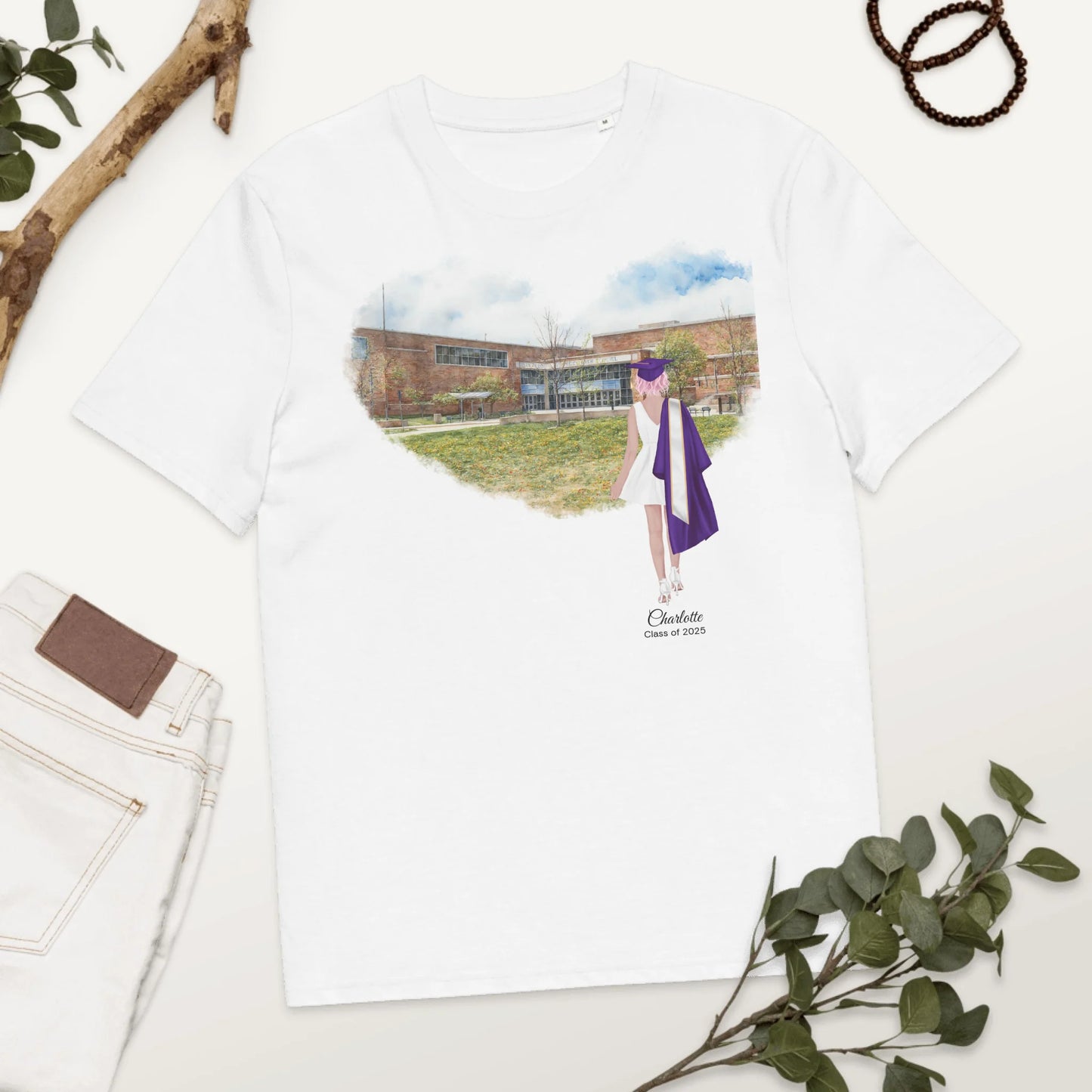 Personalized Graduation Girl – Organic Cotton T-Shirt | Ann Arbor Pioneer