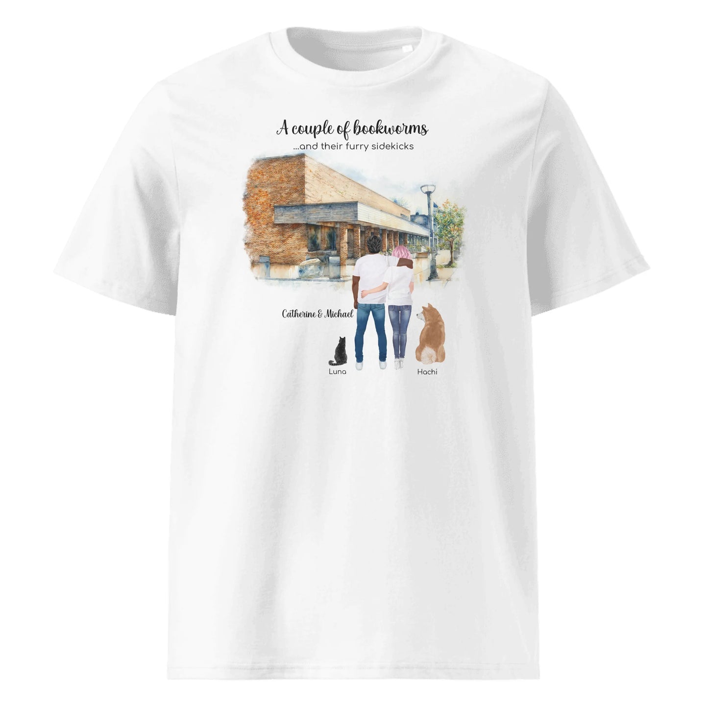 Personalized Personalized Couple & Pets – Organic Cotton T-Shirt | Choose Your Ann Arbor Library