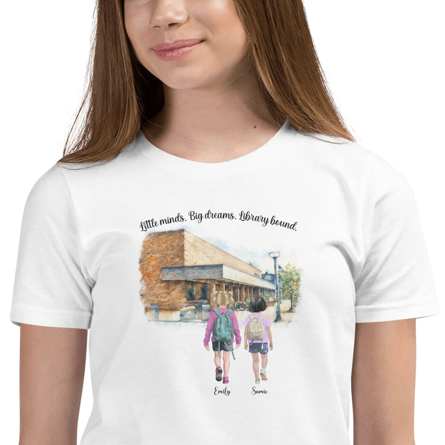 Personalized Library Buddies (Two Girls/Sisters) – Youth & Adult T-Shirts | Choose Your Ann Arbor Library