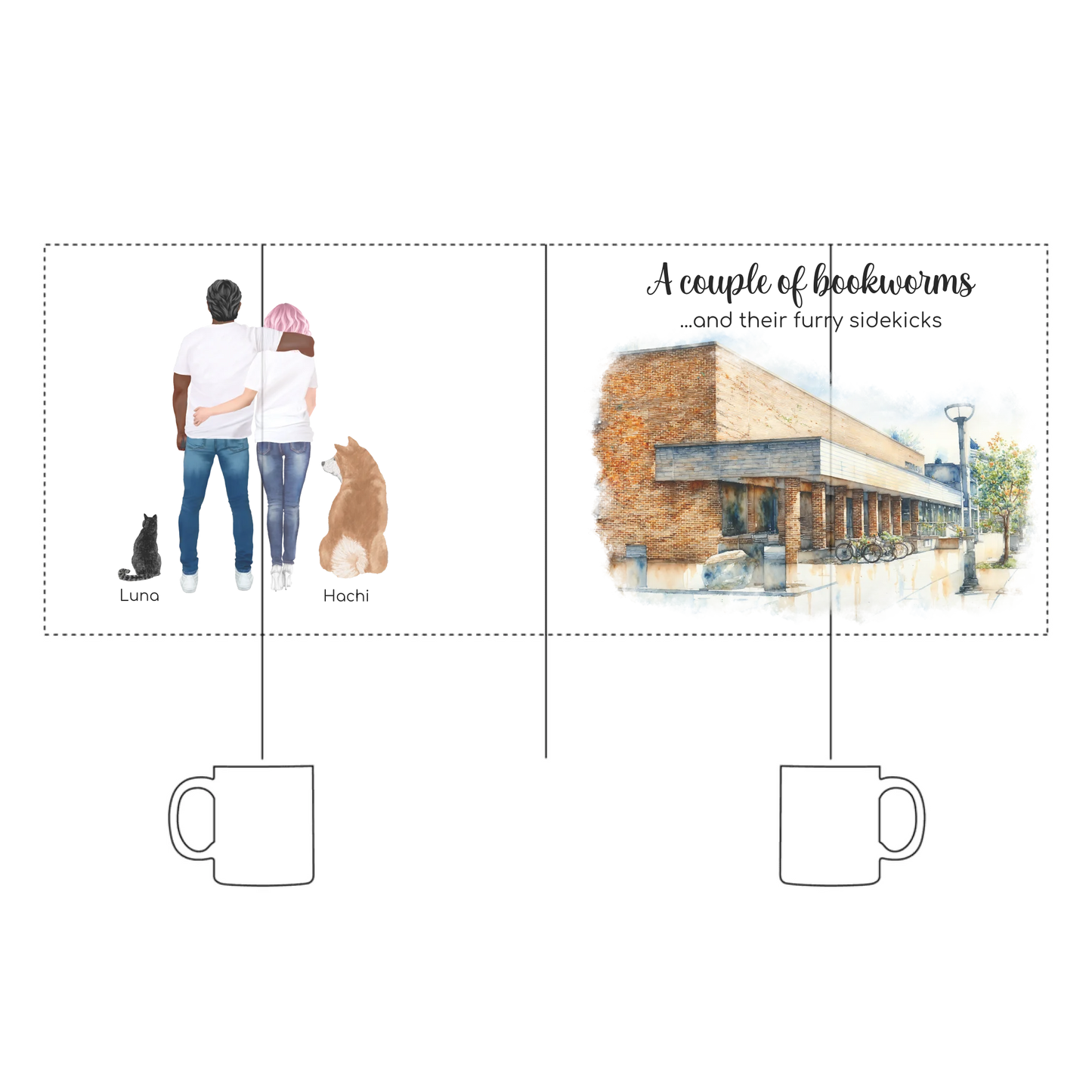 Personalized Couple & Pets – Mug (Ceramic/Enamel) | Choose Your Ann Arbor Library