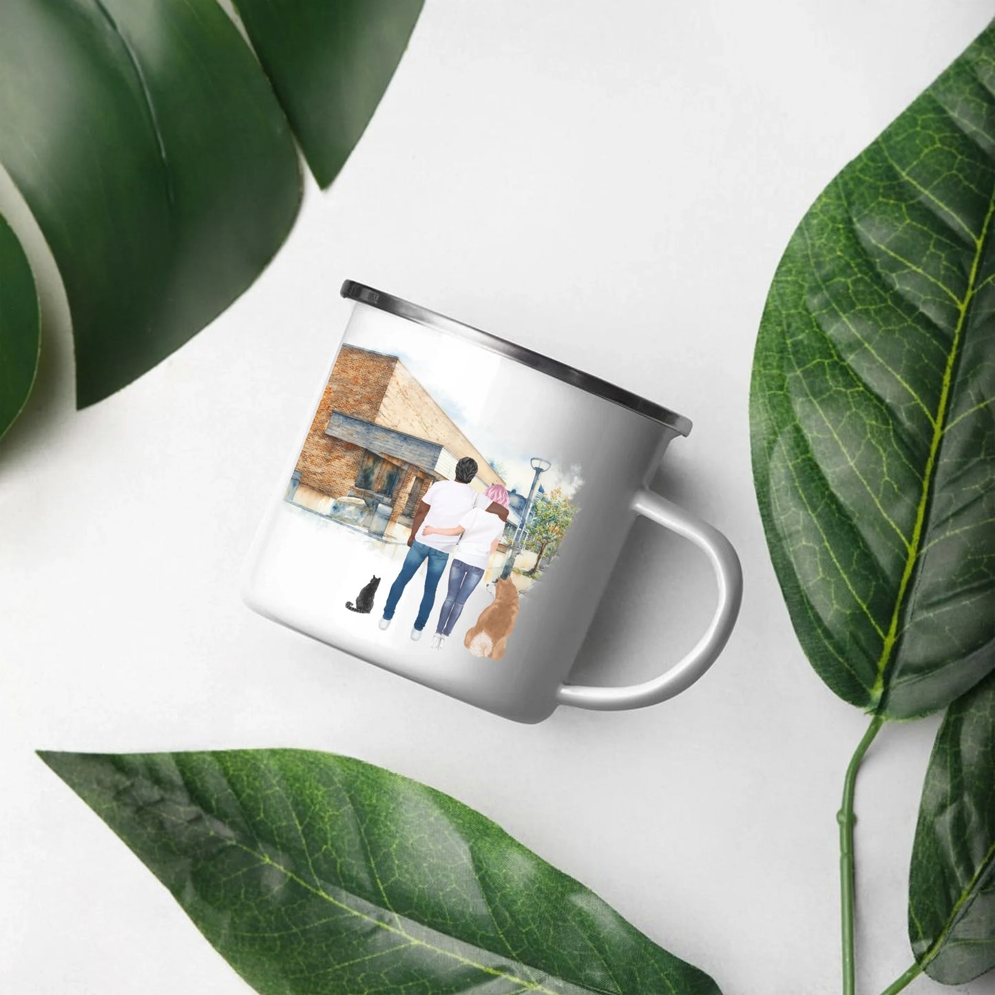 Personalized Couple & Pets – Mug (Ceramic/Enamel) | Choose Your Ann Arbor Library