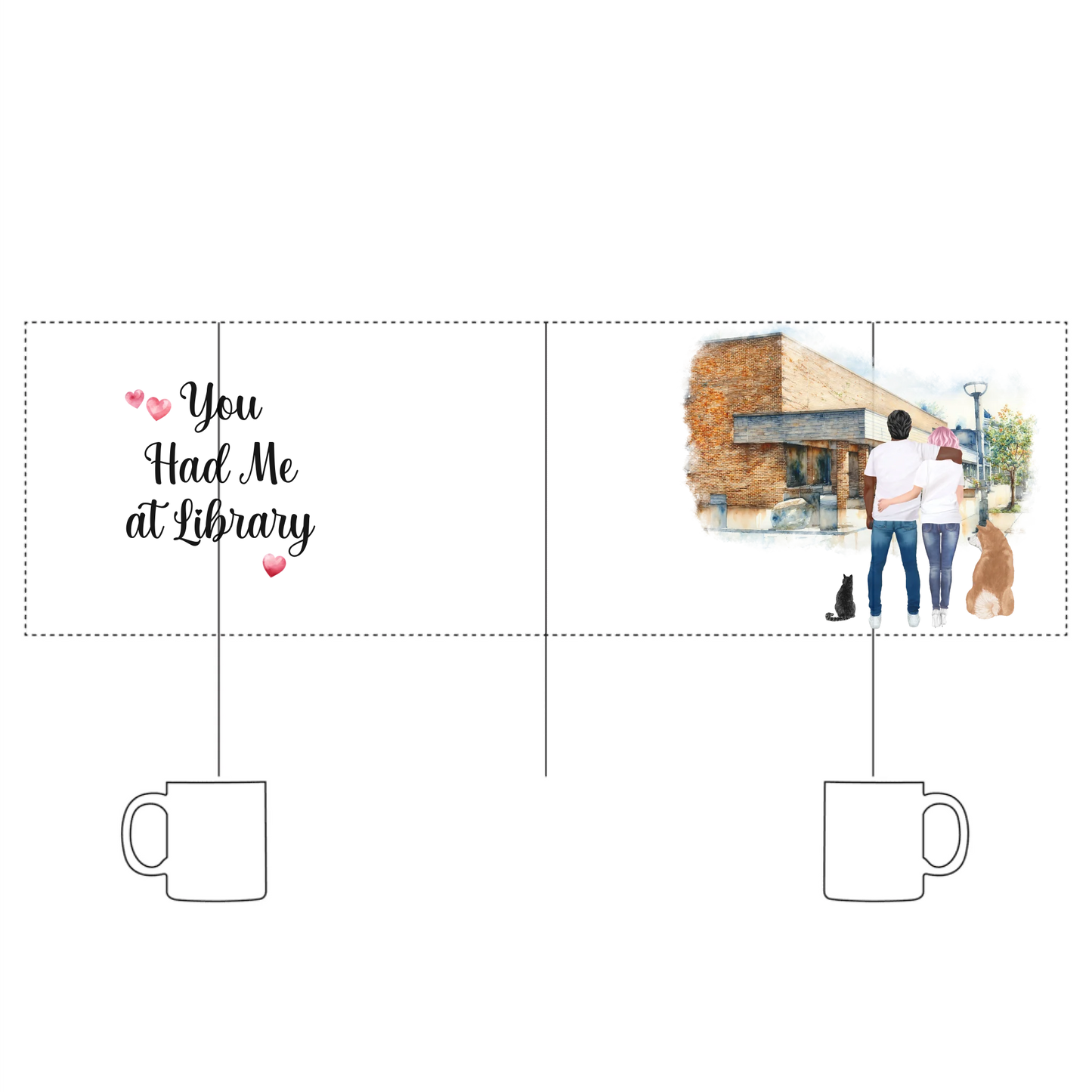 Personalized Couple & Pets – Mug (Ceramic/Enamel) | Choose Your Ann Arbor Library